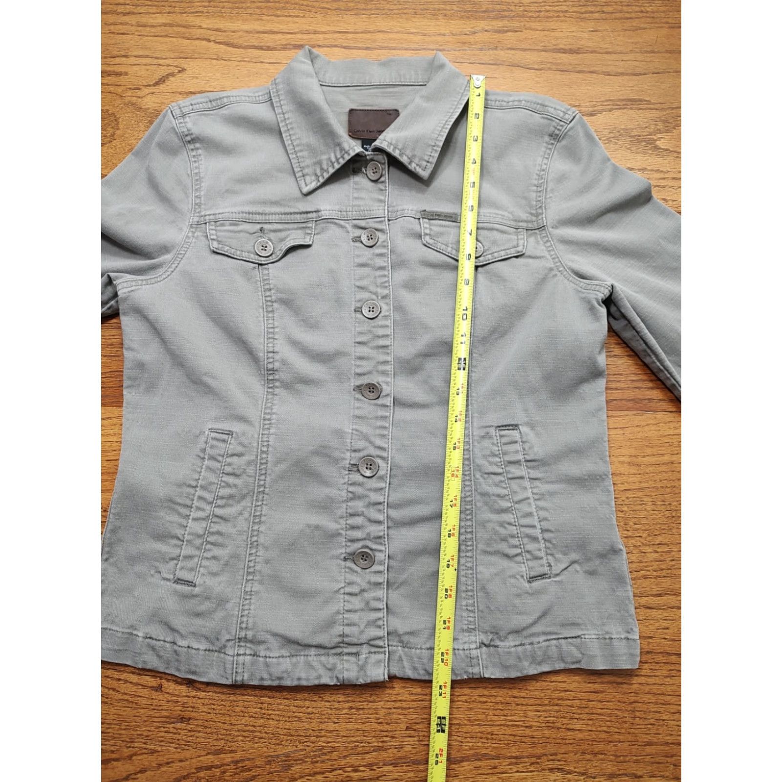 Calvin Klein VINTAGE Calvin Klein Denim Jacket Womens Large Gray Short Sleeve Jacket - 90s Classic Retro Outdoors Cotton Denim Pockets Front Button Size L / US 10 / IT 46 - 6 Thumbnail