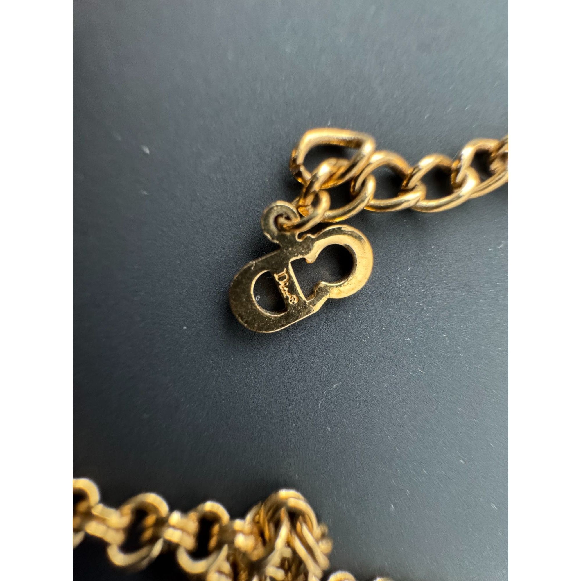 Dior Christian Dior Vintage CD Crystal Gold Plated Logo Necklace Size ONE SIZE - 8 Thumbnail