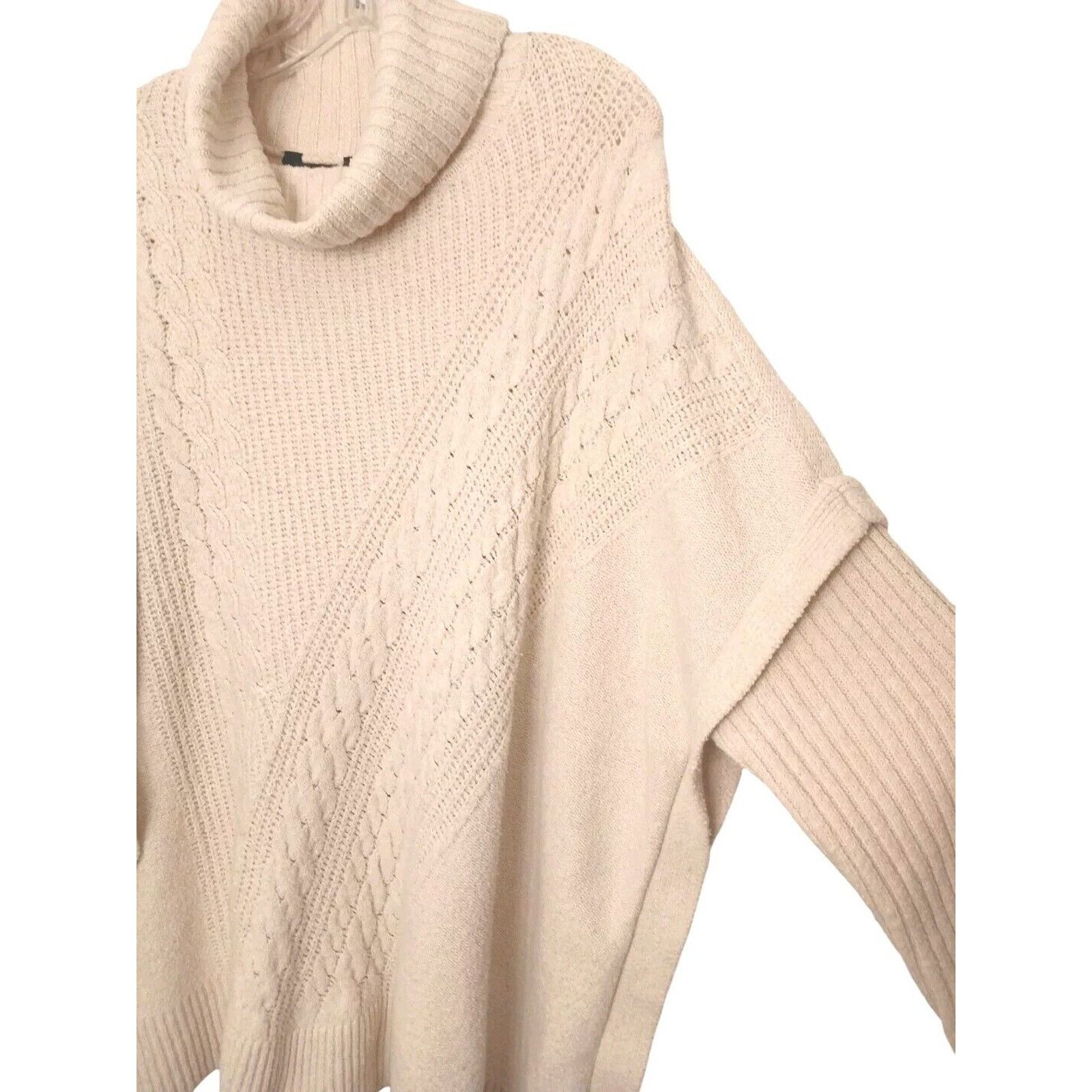 Vera Wang Simply Vera Wang Sweater Sz XXL Beige Chunky Cowl LAGENLOOK Size XXL / US 16-18 / IT 52-54 - 3 Thumbnail
