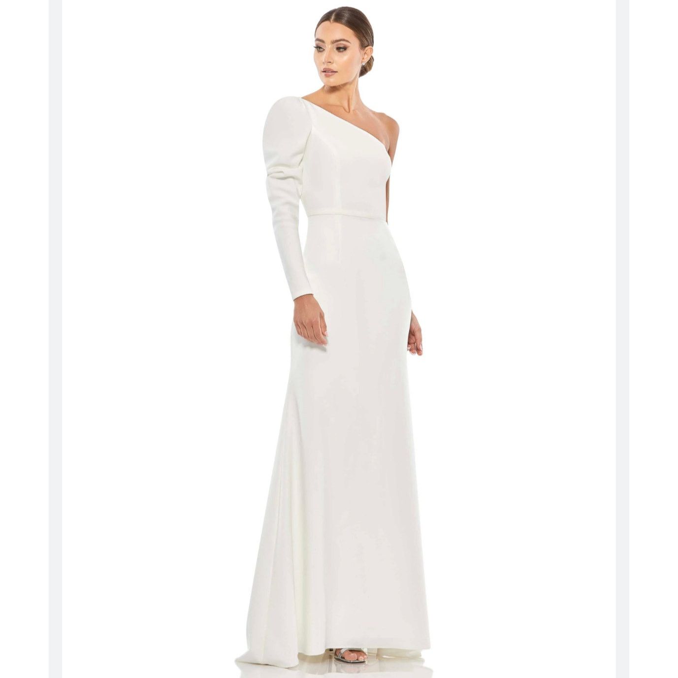 image of Unlisted Ieena Macduggal Gown Dress White Maxi One Shoulder 14 New, Women's (Size XL)