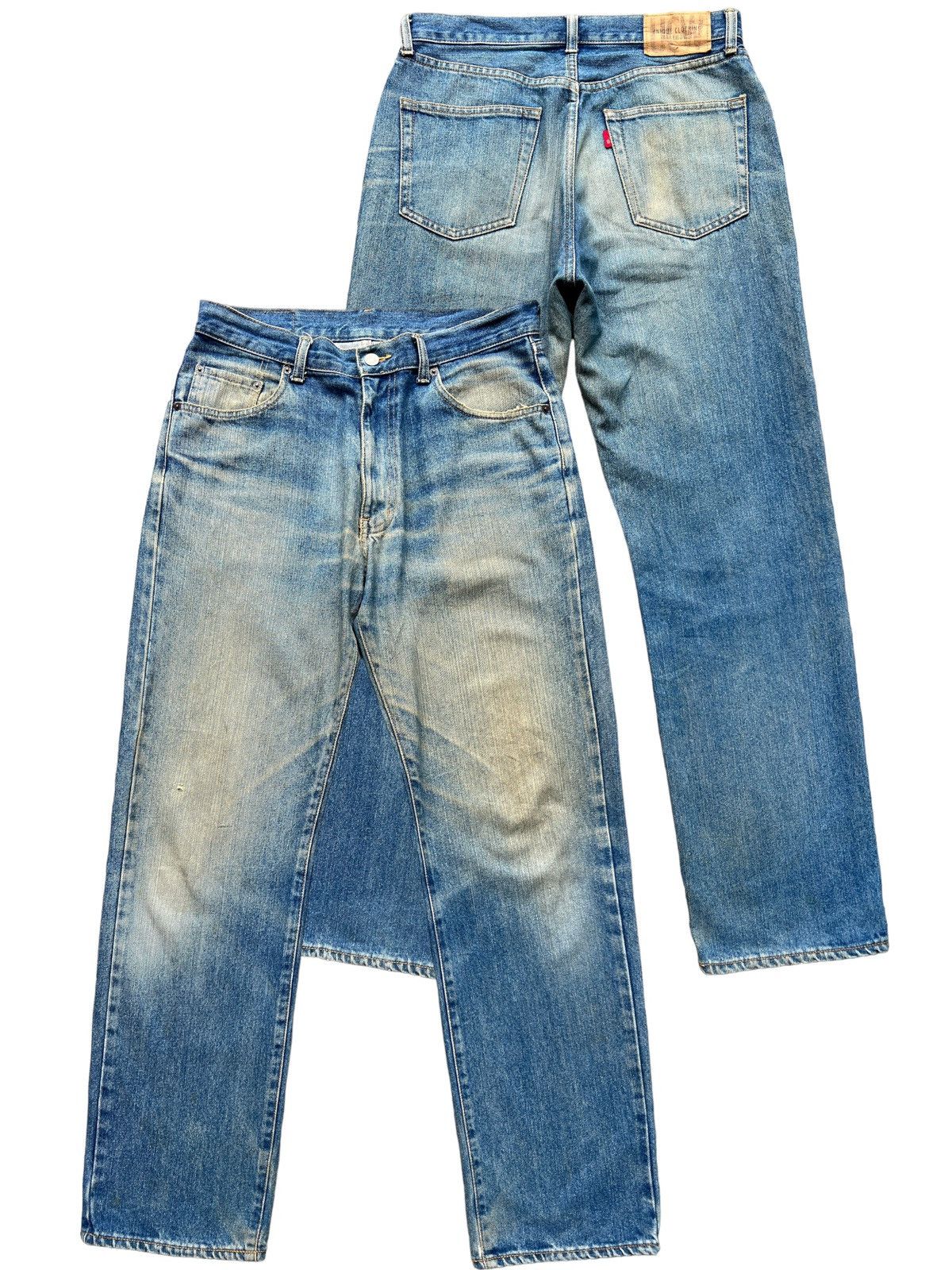 image of Distressed Denim x Hype Vintage Ucw Japan Distressed Mudwash Denim Jeans 33X31.5 in Yellow/Blue/Rus