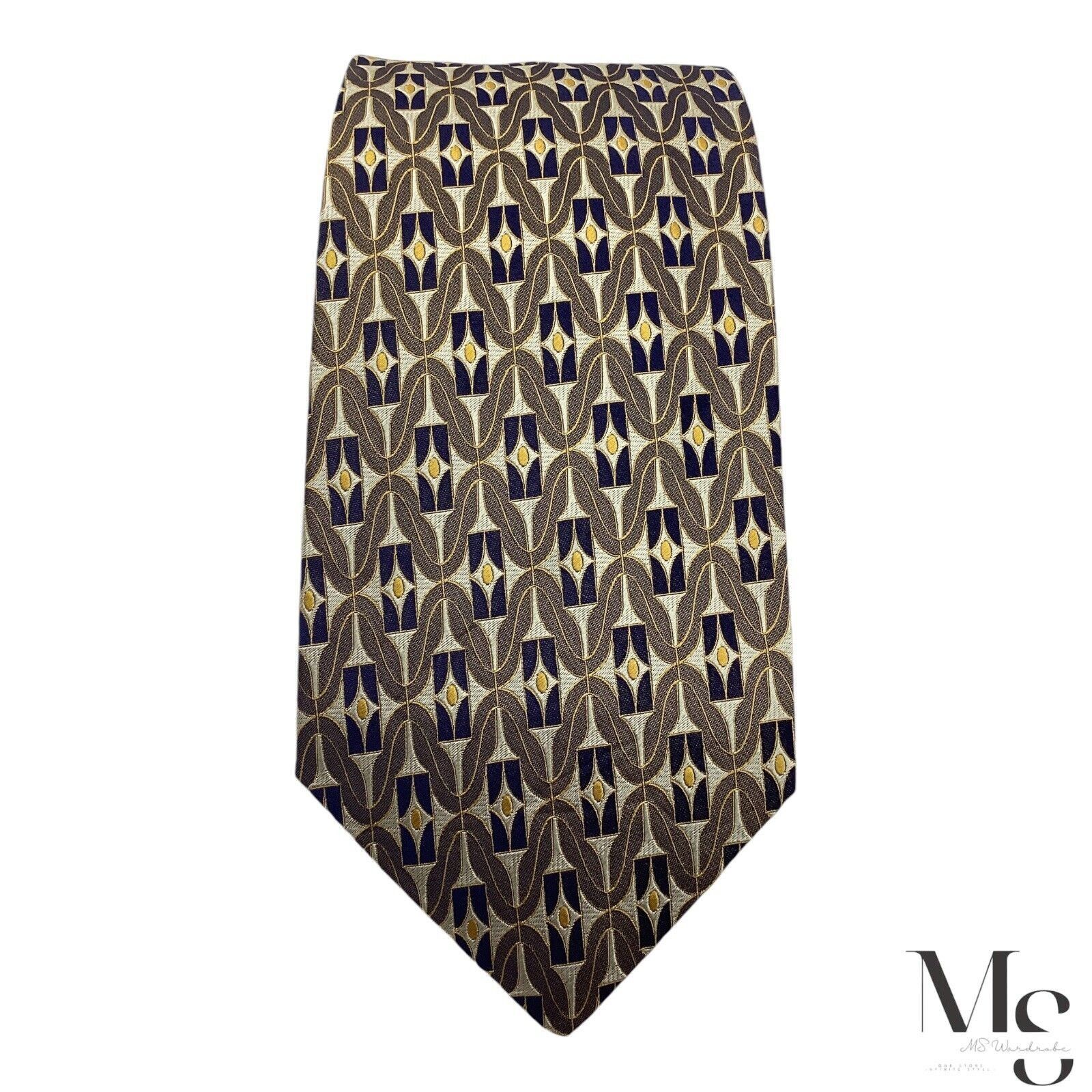 Gianfranco Ferre GIANFRANCO FERRE Gold Geometric Silk Tie Made In Italy W: 3. Size ONE SIZE - 3 Thumbnail