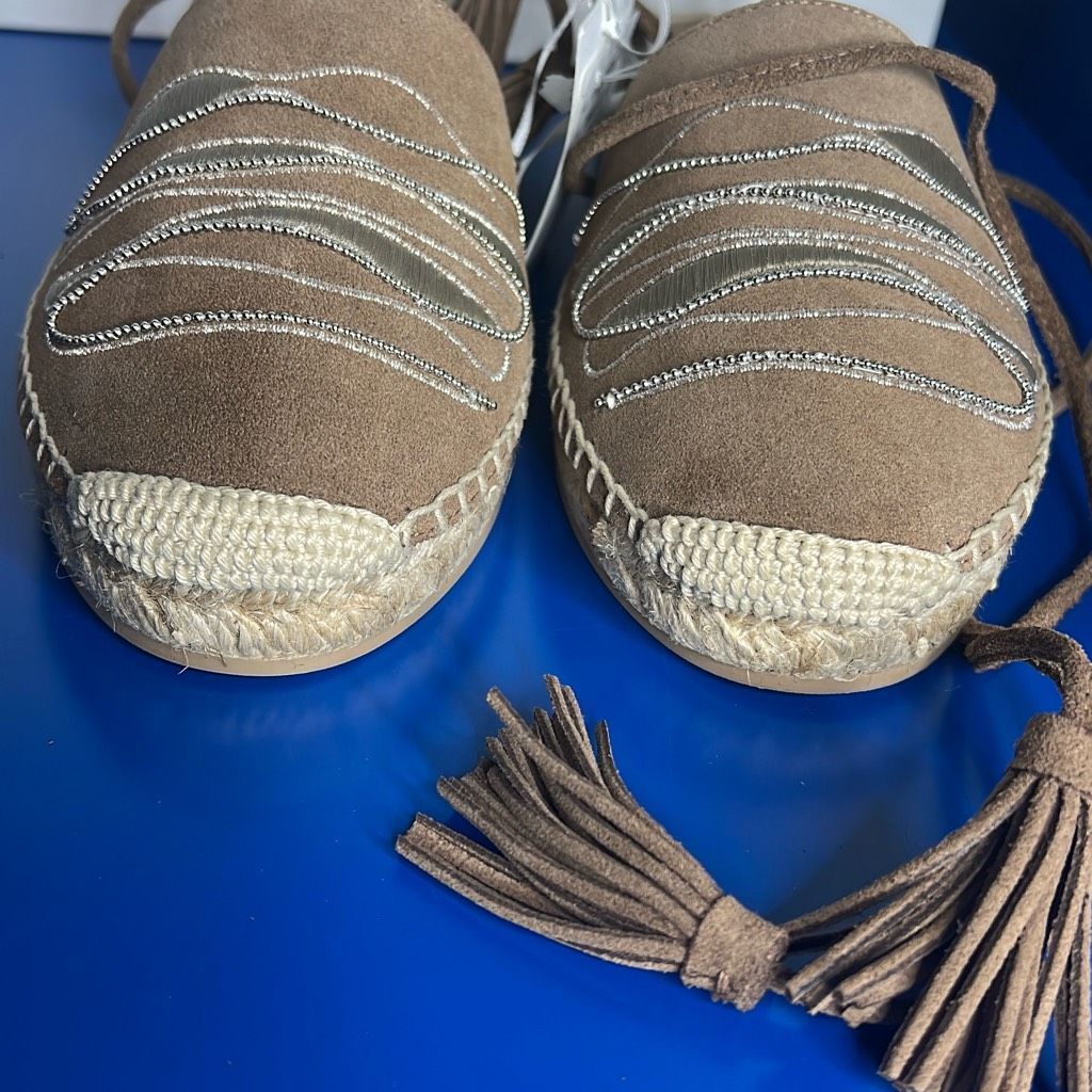 Loro Piana NIB Peserico Beige Suede Espadrilles Size US 6.5 / IT 36.5 - 8 Thumbnail