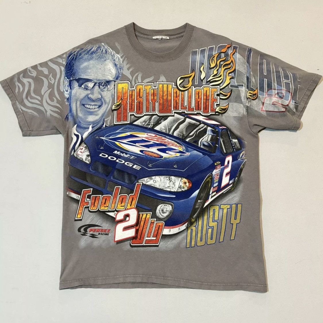 Vintage VTG 90s NASCAR Rusty Wallace All Over Print T-Shirt Miller L Size US L / EU 52-54 / 3 - 1 Thumbnail