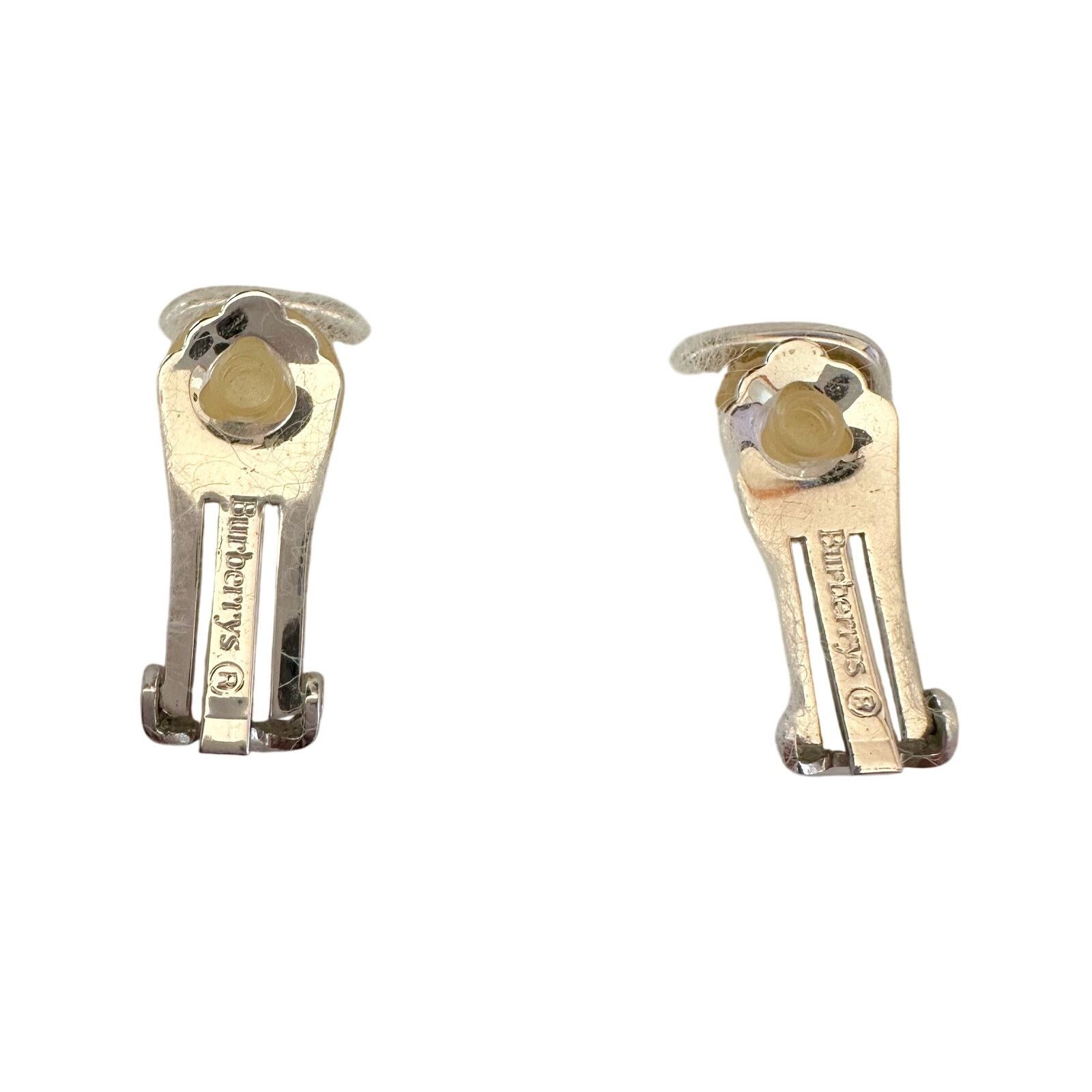 Burberry Burberry Silver and Maroon Nova Check Clip On Earrings Size ONE SIZE - 3 Thumbnail