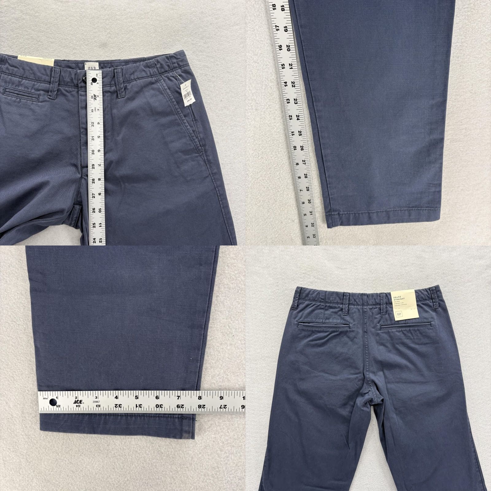 Gap Gap Straight Chino Pants Mens 29x32 Blue Mid Rise Straight Leg Cotton Casual NWT Size US 29 - 8 Thumbnail