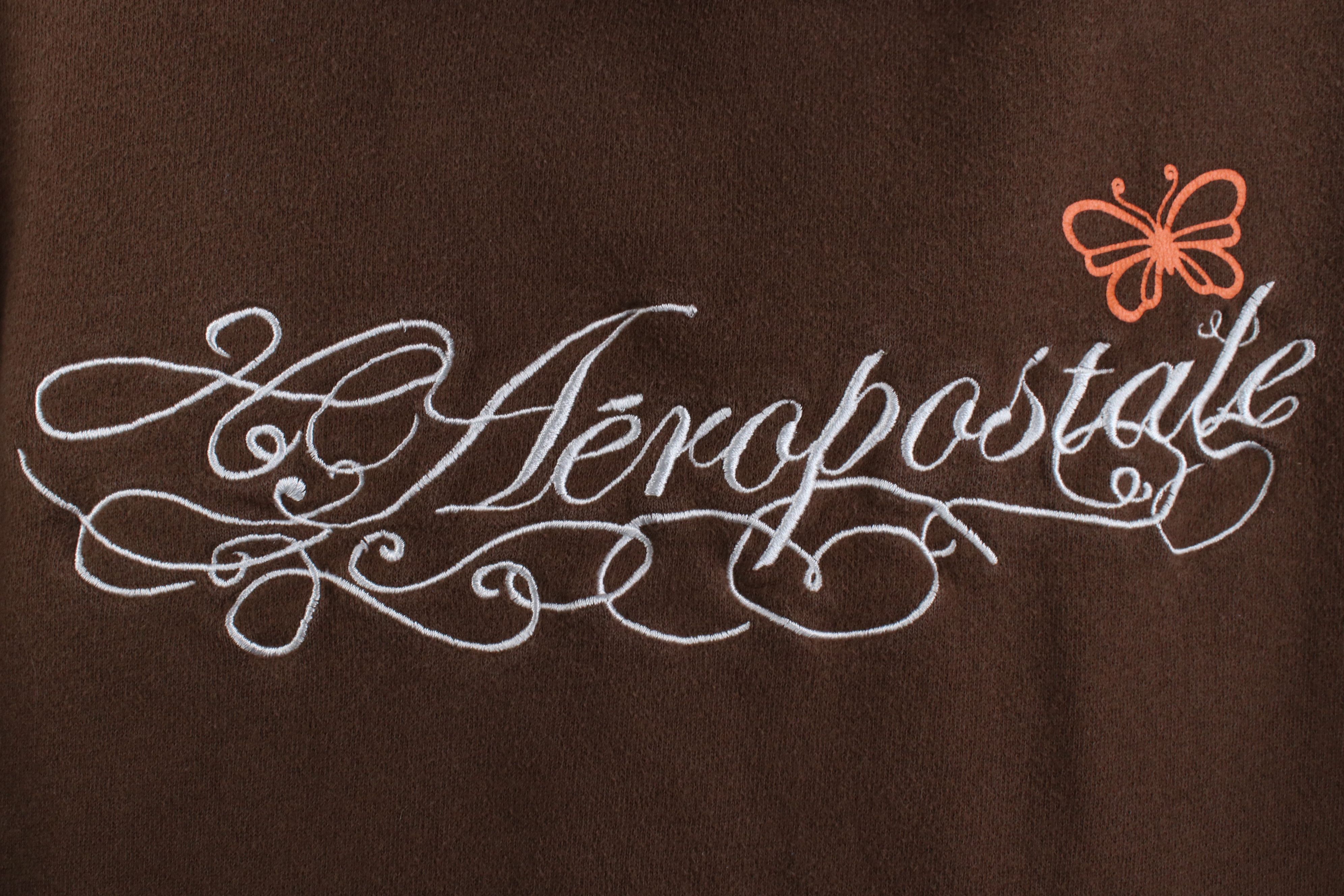Aeropostale Vintage 90s Y2K Aeropostale Butterfly Cropped Hoodie Brown Size M / US 6-8 / IT 42-44 - 5 Thumbnail