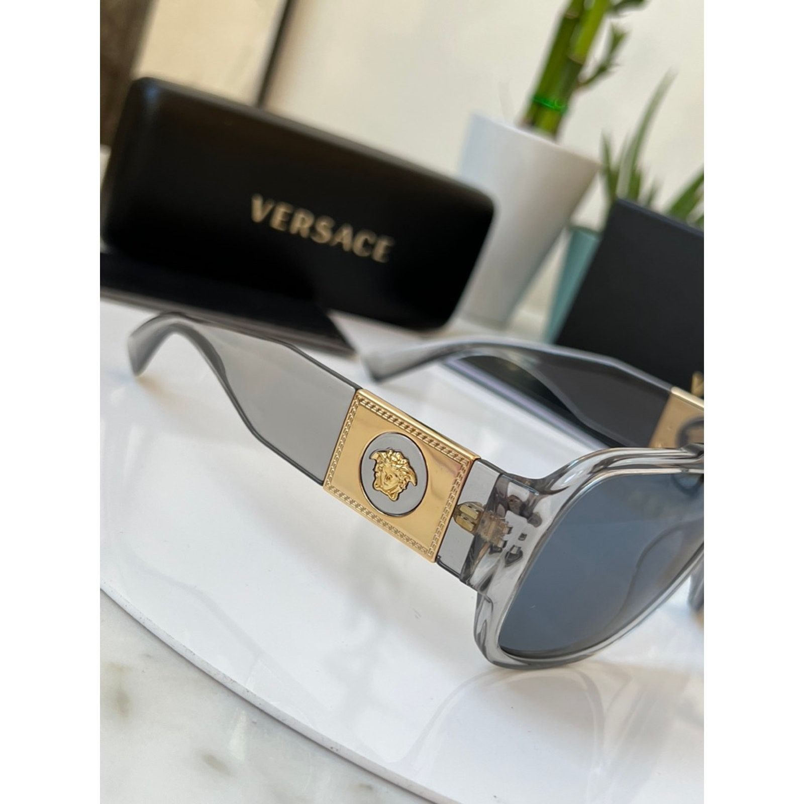 Versace NEW Versace VE4436U Transparent Grey Aviator Sunglasses Size ONE SIZE - 6 Thumbnail