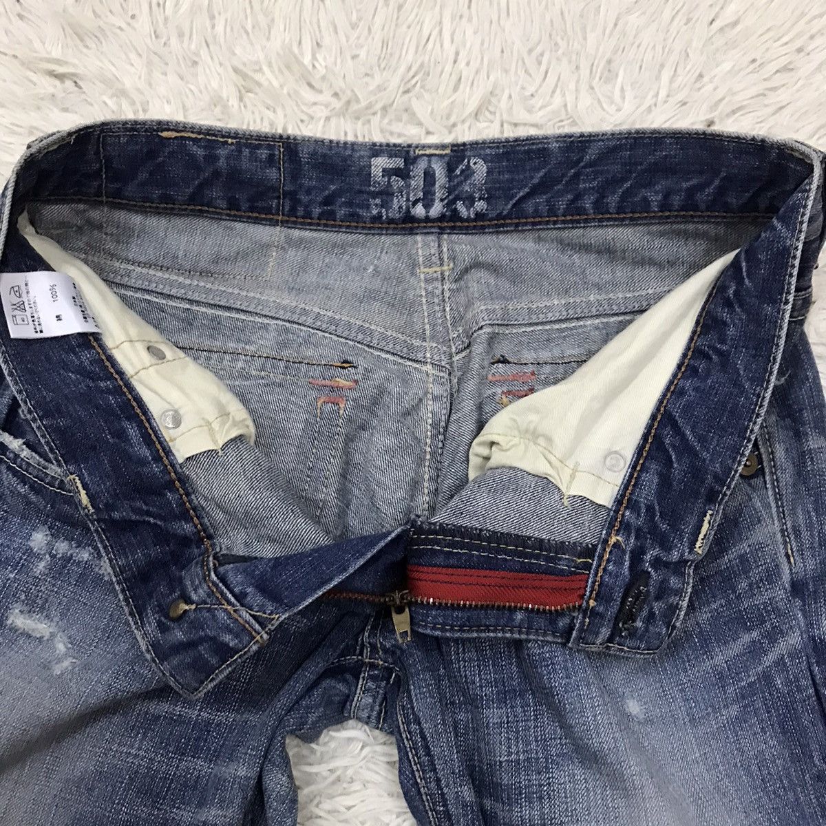 Edwin Vintage Edwin Lot 503 Bluetrip Distressed Design Flare Jeans Size US 30 / EU 46 - 16 Thumbnail