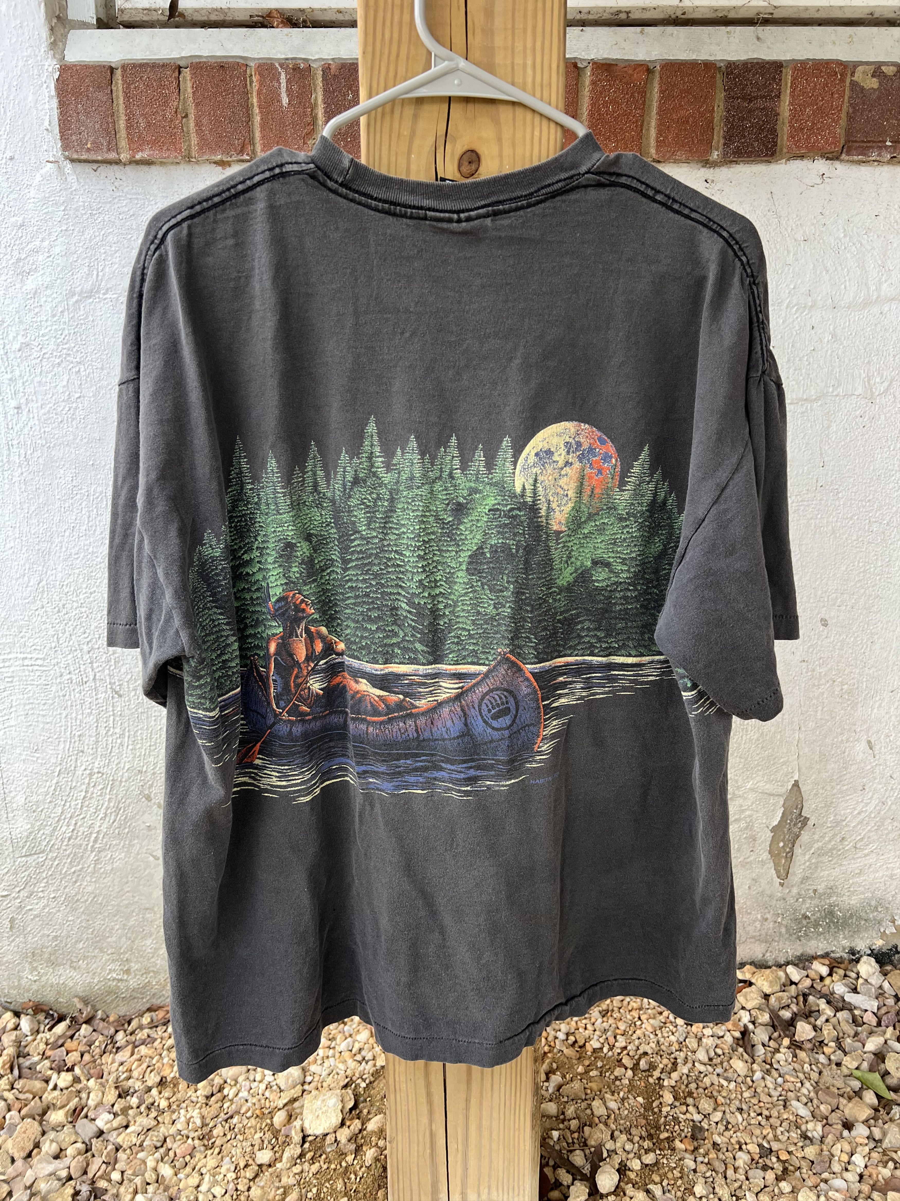 Vintage 1992 Native American Canoe Habitat tee Navajo redskins Size US XL / EU 56 / 4 - 5 Thumbnail