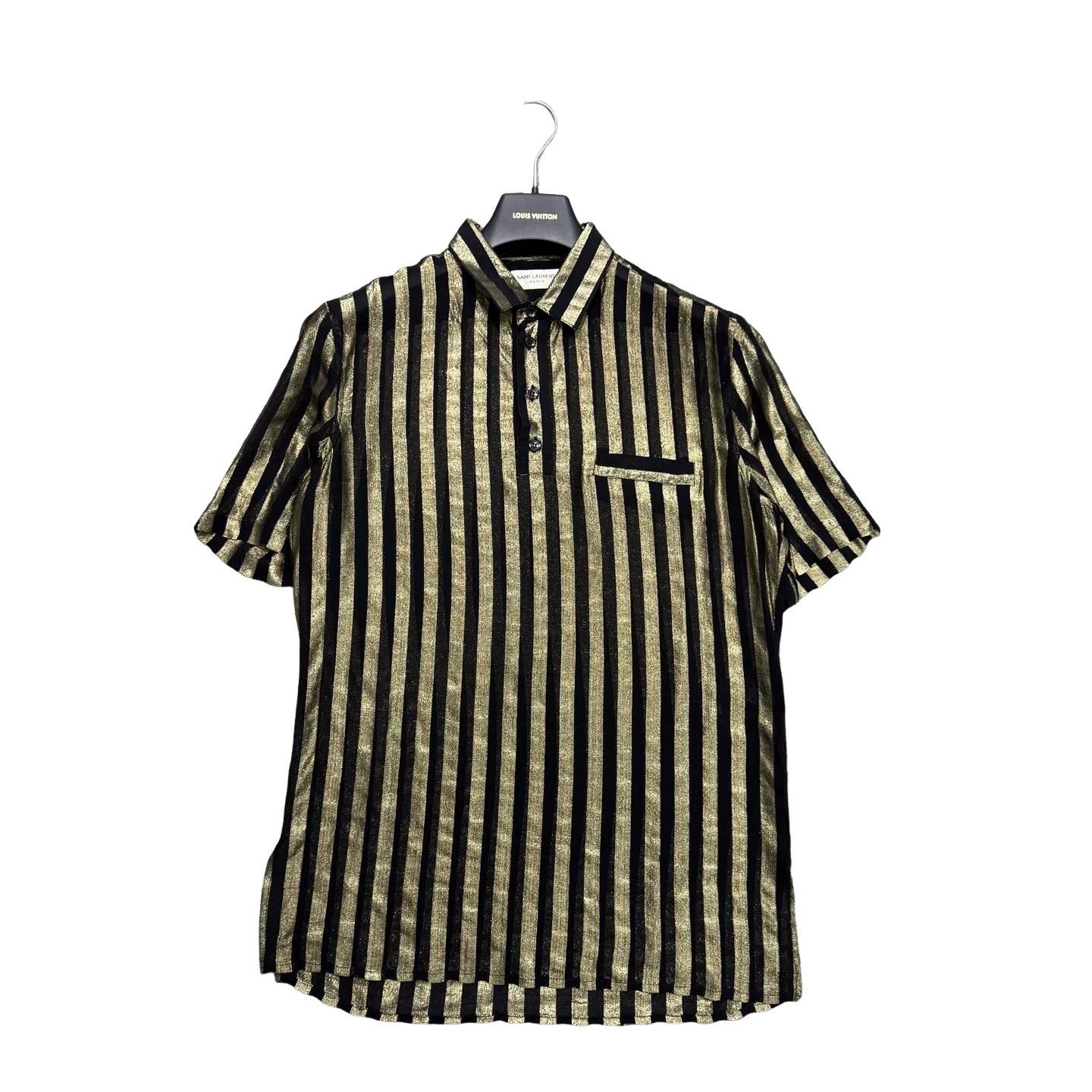 Saint Laurent Paris Saint Laurent Gold Stripe Silk Shirt Size S Size US S / EU 44-46 / 1 - 1 Thumbnail