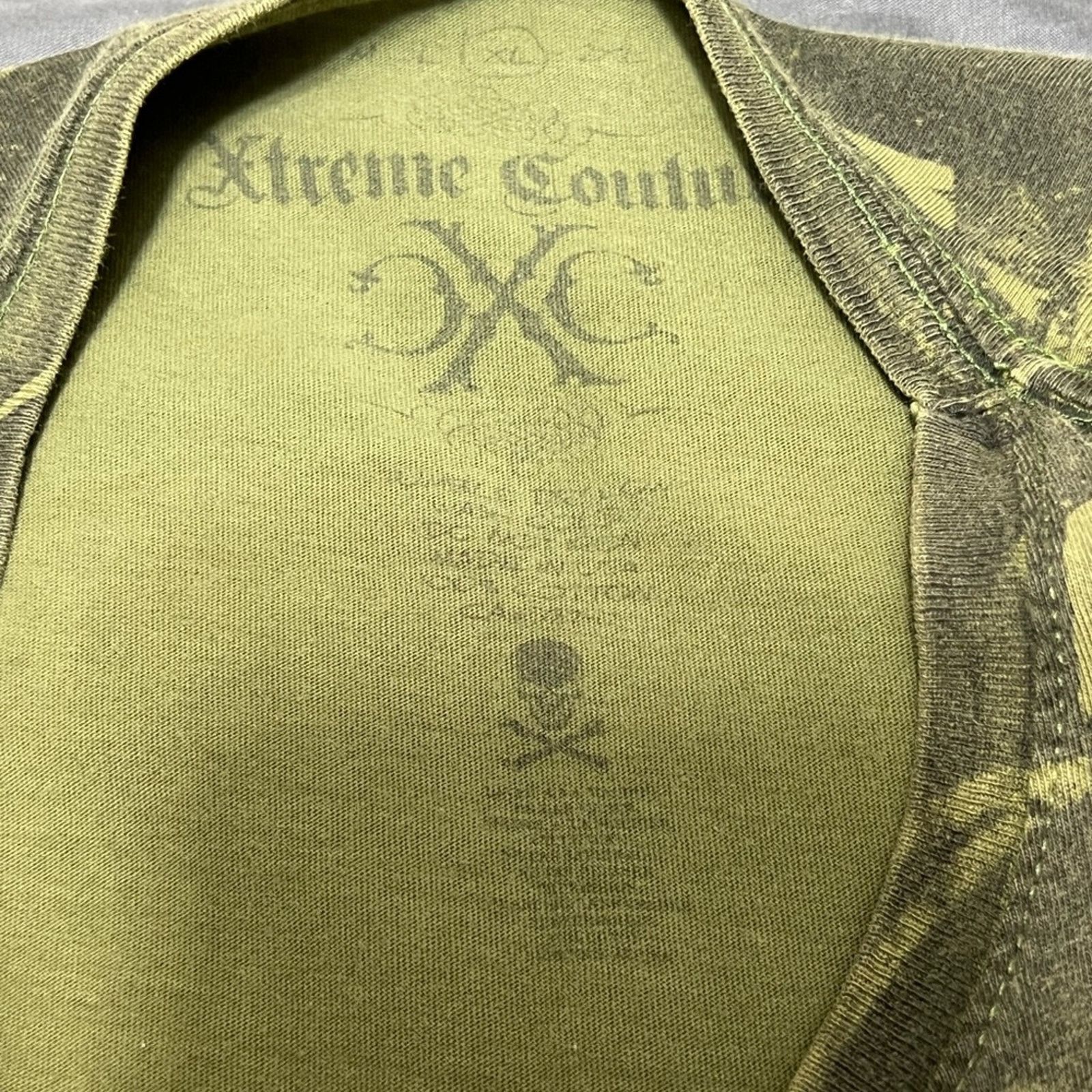 Vintage Xtreme Couture Affliction Y2K Tribal Skull Grunge Shirt NICE Size US XL / EU 56 / 4 - 3 Thumbnail
