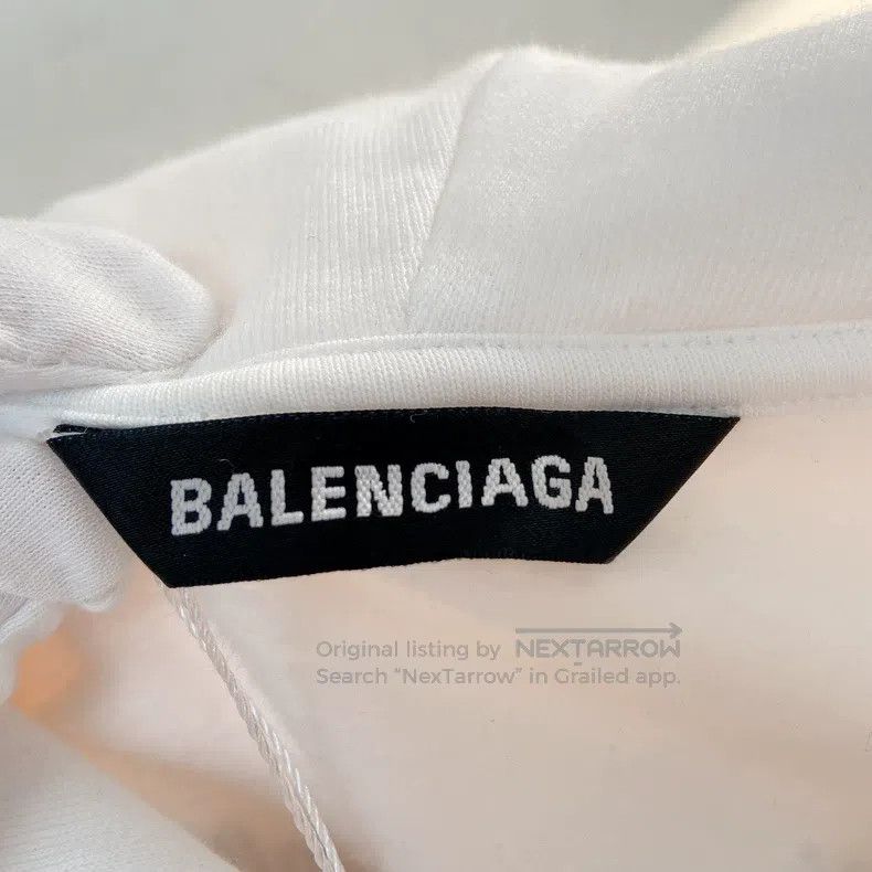 Balenciaga Balenciaga White Letter Hooded Sweatshirt Size US M / EU 48-50 / 2 - 5 Thumbnail