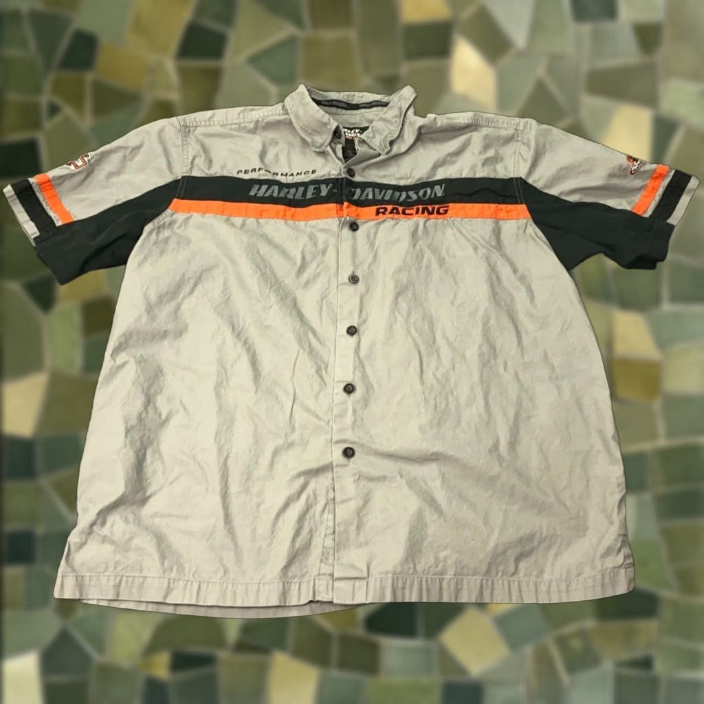 Harley Davidson HARLEY-DAVIDSON Racing Garage Shirt Button-Up Mens 2XL Gray Colorblock Biker Casual Size US XXL / EU 58 / 5 - 1 Thumbnail