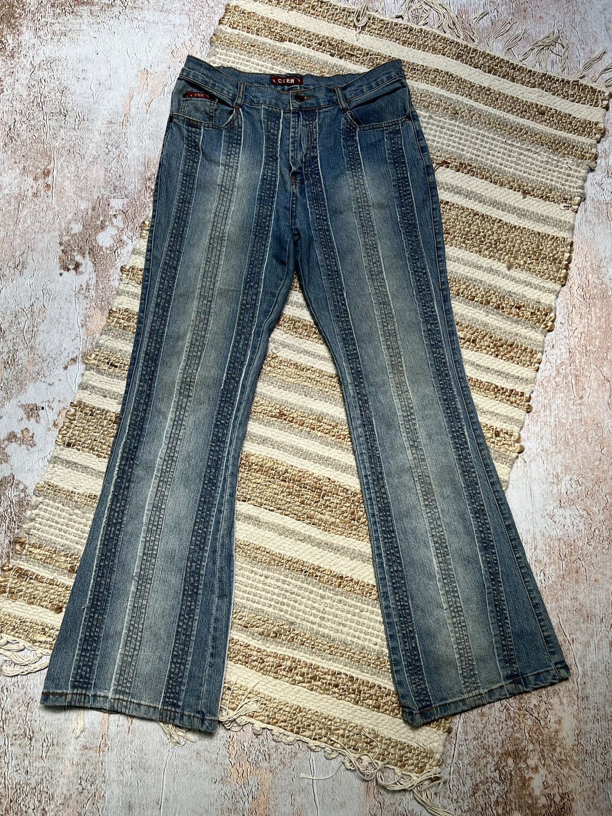 Japanese Brand Vintage Japanese patch work flare jeans Size US 30 / EU 46 - 2 Thumbnail