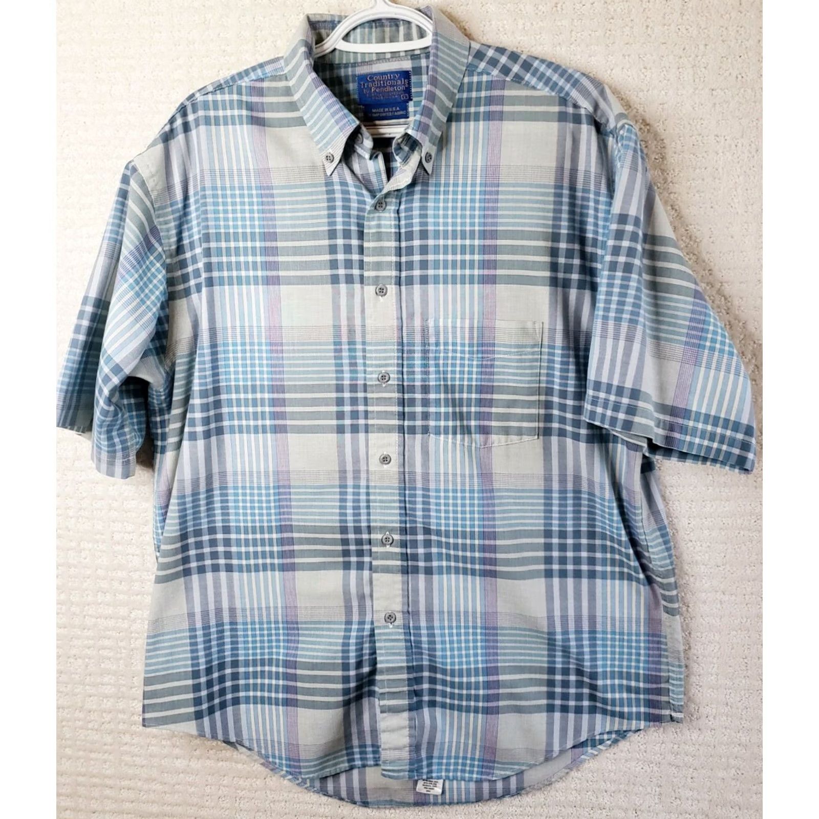 Pendleton Pendleton Men's Shirt L Short Sleeve Plaid Button Down Multicolor Casual Cotton Regular Fit Size US 33 - 2 Thumbnail