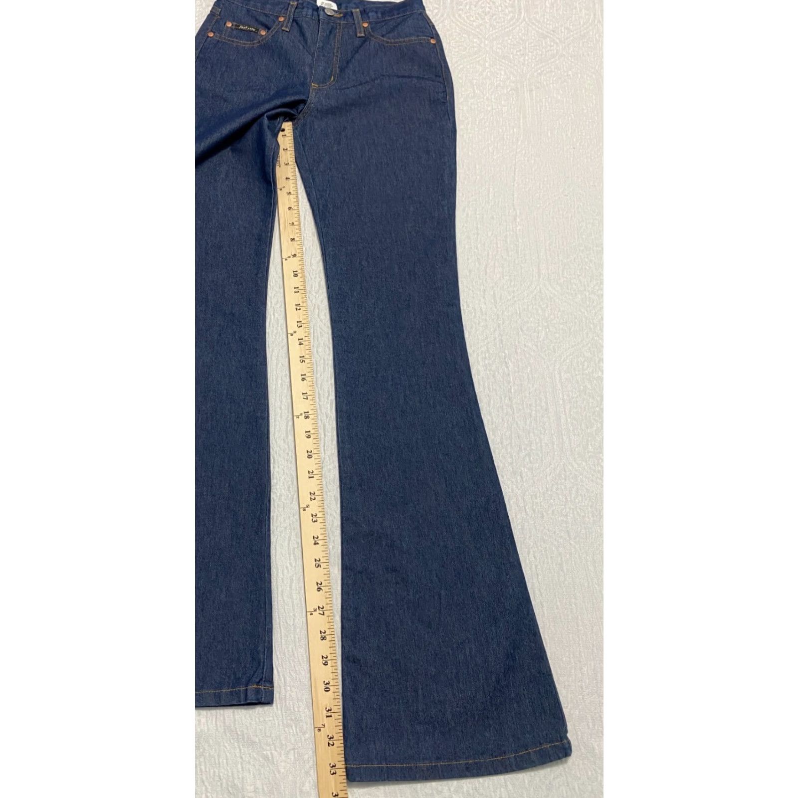 Vintage Just USA Jeans Flared Blue jeans Size 3 Women 26W 33In Denim Cotton Polyester Lycra 5-Pocket USA Rise Mid Button Zip Classic Size 26" / US 2 / IT 38 - 5 Thumbnail