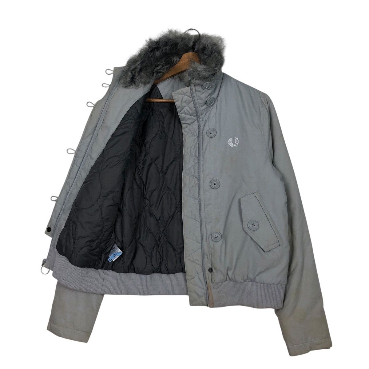 Fred Perry 📌Vintage Biker Jacket Rich Grey Fred Perry Mink Fur Collar Size US M / EU 48-50 / 2 - 12 Thumbnail