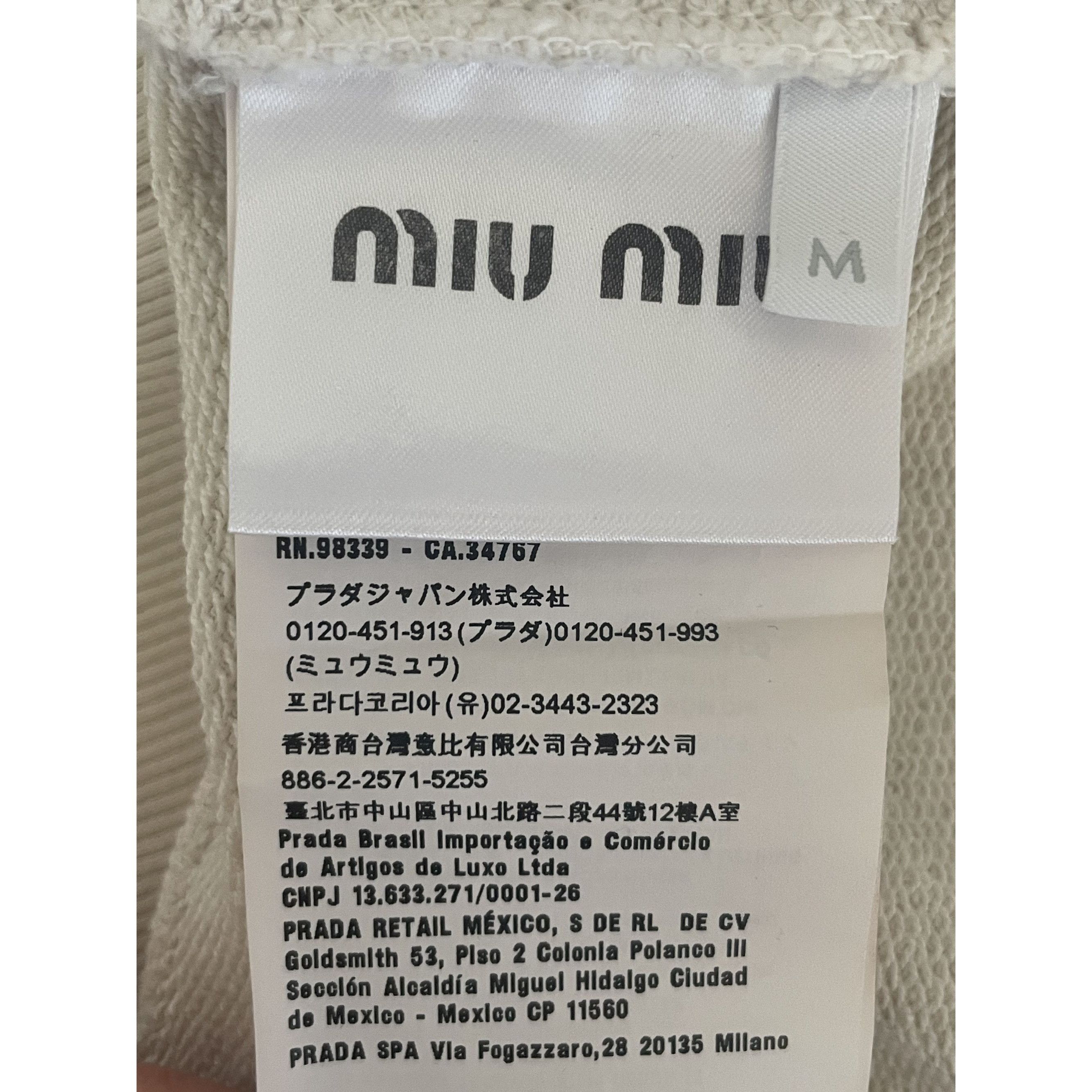 Miu Miu Miu Miu Womens Cropped Sweatshirt With Green Rhinestone Logo Size M / US 6-8 / IT 42-44 - 7 Thumbnail