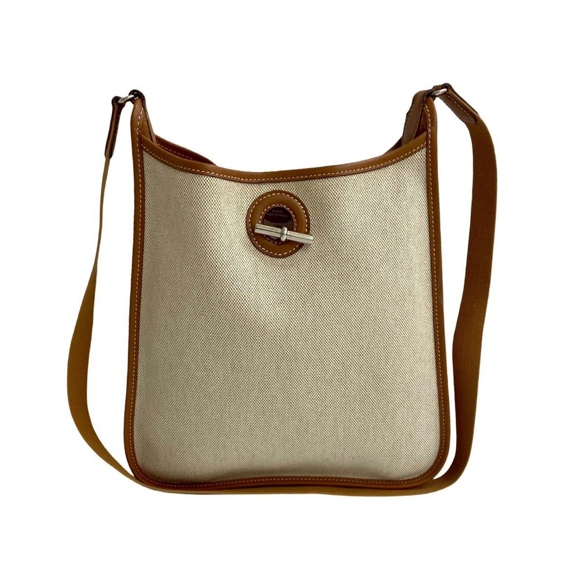 Hermes HERMES Vespa PM Toile H Buffle Leather Shoulder Bag in Ivory and Brown (20303) Size ONE SIZE - 1 Thumbnail