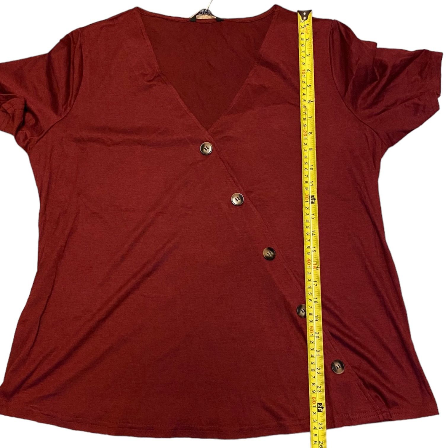 Other Bloomchic Maroon Red V Neck Button Detail Shirt Size 10 Size L / US 10 / IT 46 - 3 Thumbnail