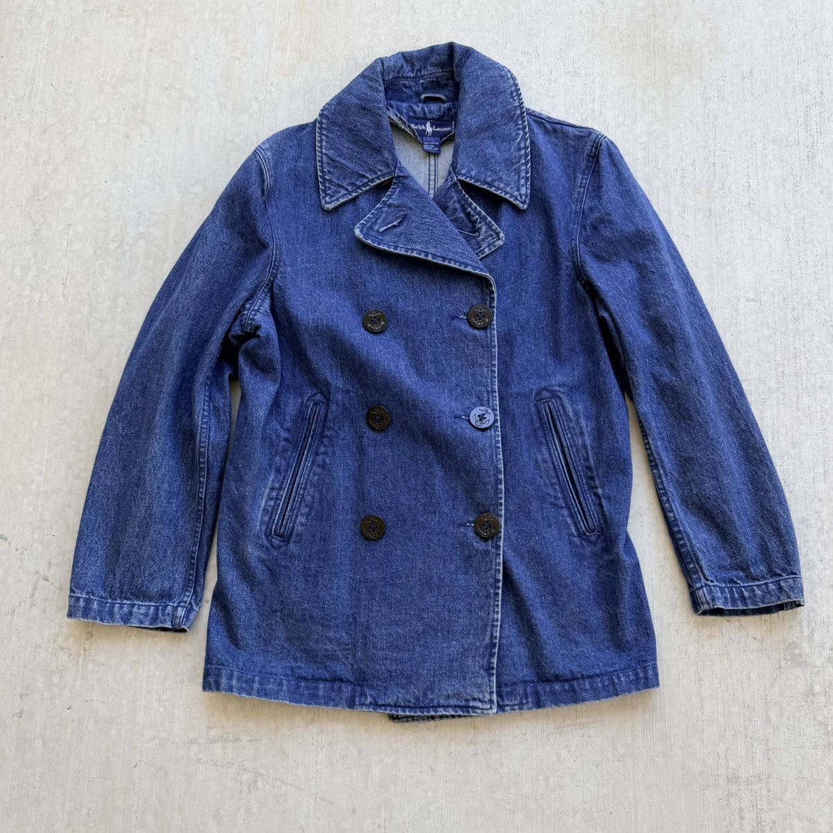 Polo Ralph Lauren Vintage Polo Ralph Lauren Denim Peacoat Double Breasted Size US M / EU 48-50 / 2 - 1 Thumbnail