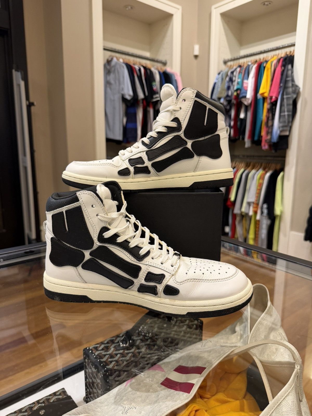 Amiri Amiri Skel Top High Sneakers - White Black Size US 10 / EU 43 - 2 Thumbnail