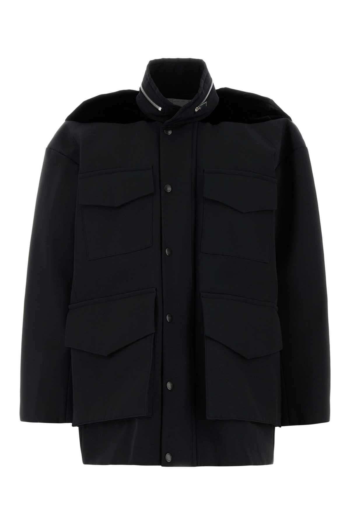 Sacai Black Grosgrain Oversize Jacket Size S / US 4 / IT 40 - 1 Thumbnail