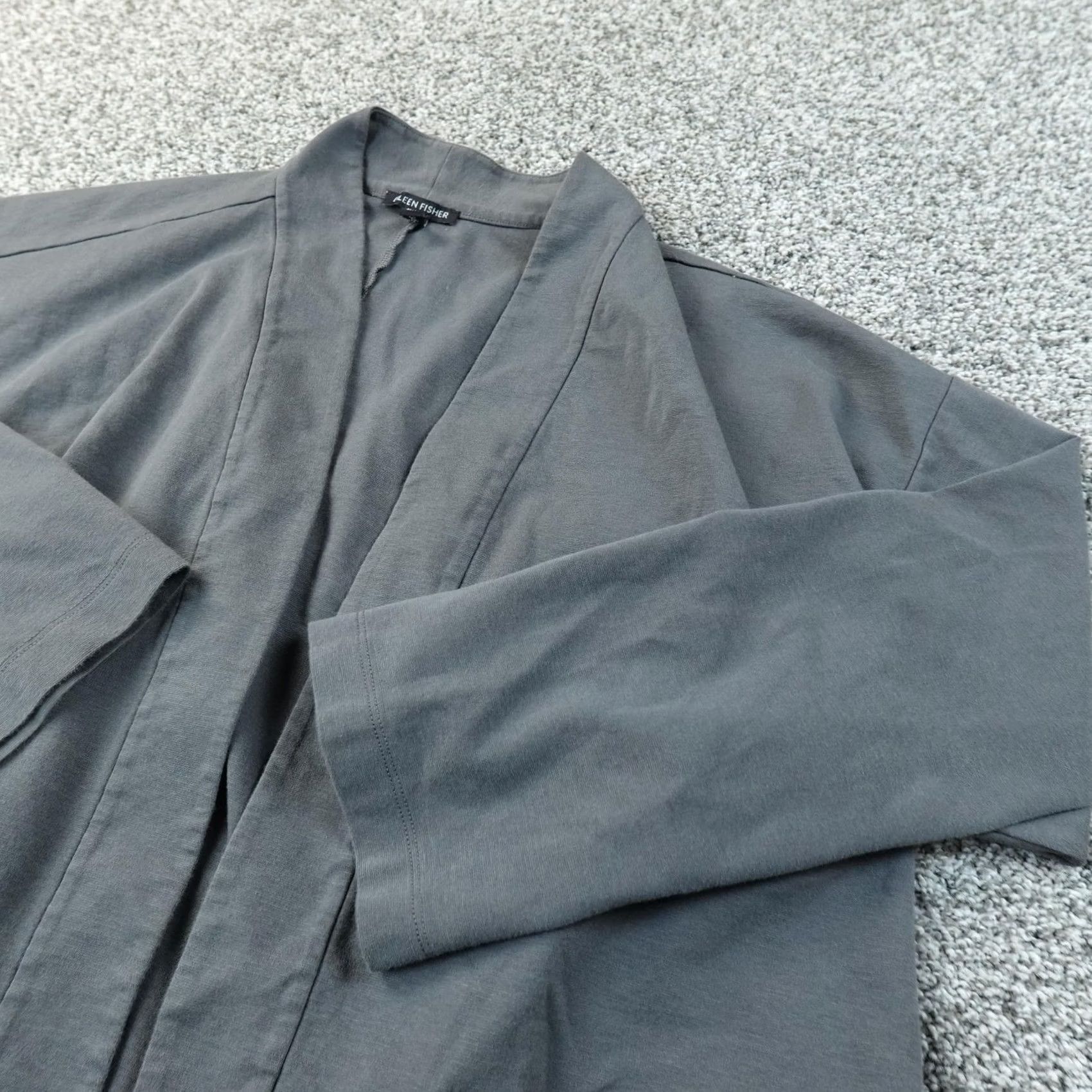 Eileen Fisher Eileen Fisher Cardigan Womens XL Gray Organic Cotton Kimono Open Front Top Size XL / US 12-14 / IT 48-50 - 2 Thumbnail