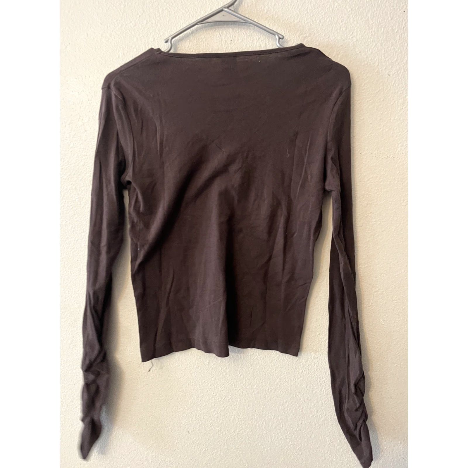 Gap Womens Gap T-Shirt Brown V-Neck Long Sleeve Medium Solid Shirt Womens Size M / US 6-8 / IT 42-44 - 3 Thumbnail