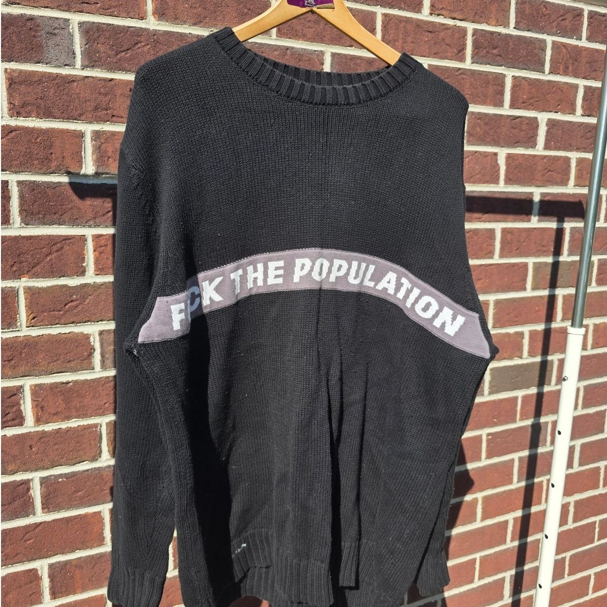 Fuck The Population FTP Spell Out Knit Sweater "Black" Size US L / EU 52-54 / 3 - 1 Thumbnail
