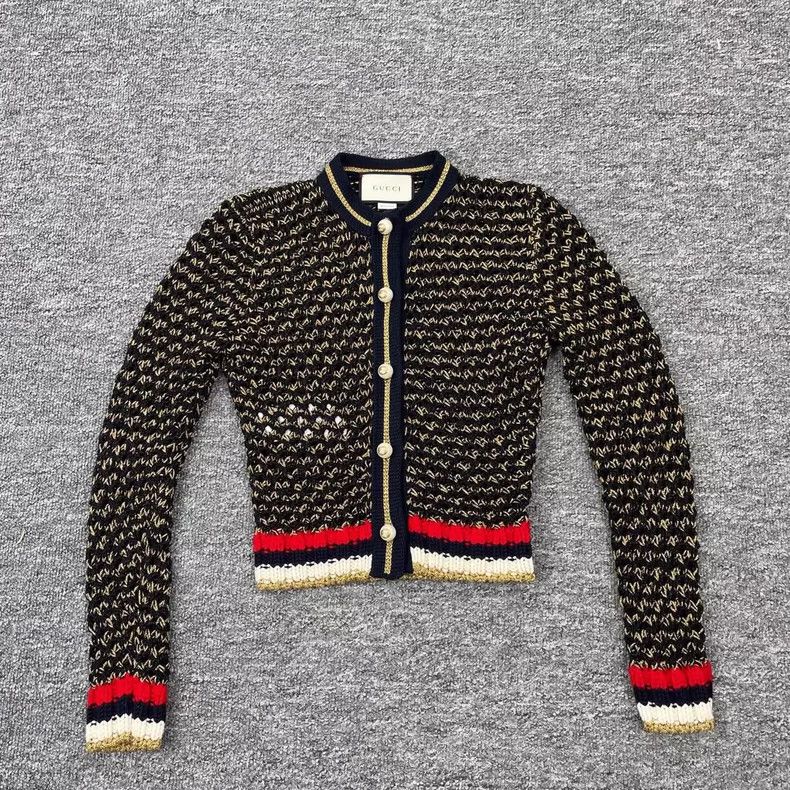 Gucci New Gucci Stripe Knit Jacket in Black Size US S / EU 44-46 / 1 - 1 Thumbnail