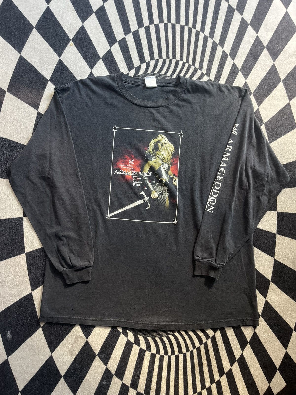 WWF Vtg Torrie Wilson WWE ARMAGEDDON 2002’s long sleeve shirt Size US XL / EU 56 / 4 - 3 Thumbnail