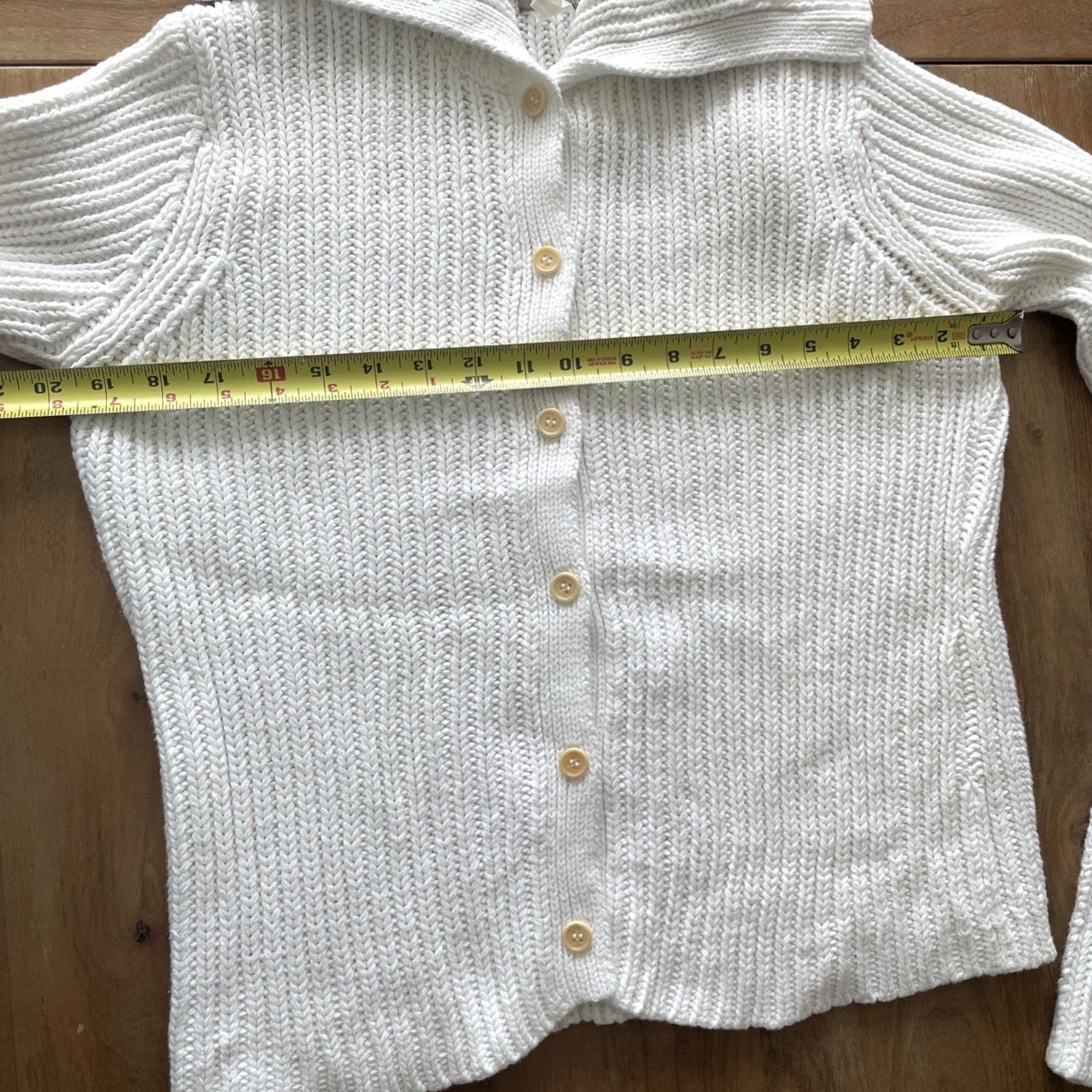 J.Crew J. Crew Cardigan Sweater Womens L Heavyweight Fisherman Knit Cowl Neck Button Knit White Raglan Sleeve Vintage: No Size L / US 10 / IT 46 - 6 Thumbnail