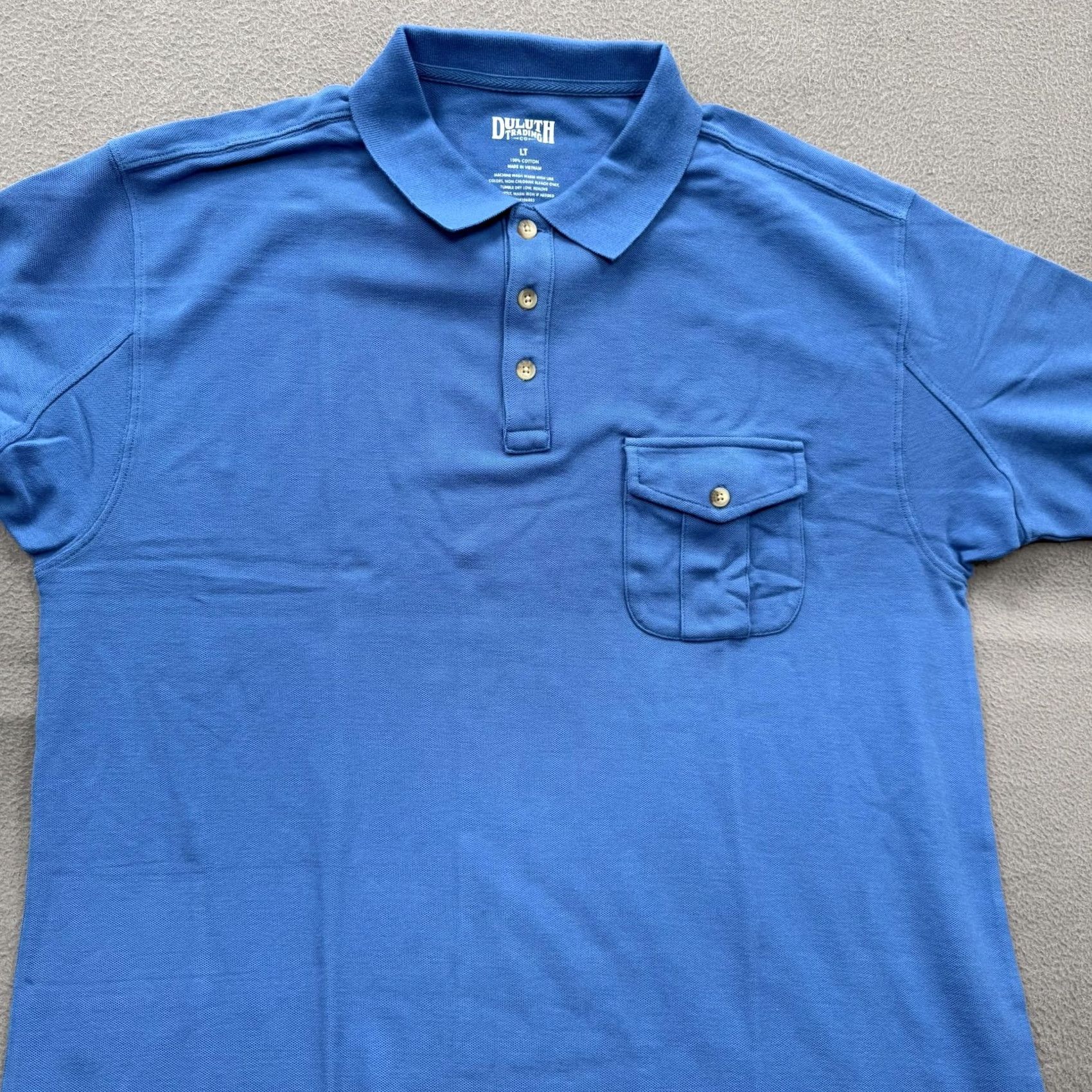 Duluth Trading Company Duluth Trading Co Polo Shirt Mens LT Blue Short Sleeve Pocket Ribbed Banded Bottom 100% Cotton Modern Fit Classic Logo Size US L / EU 52-54 / 3 - 8 Thumbnail