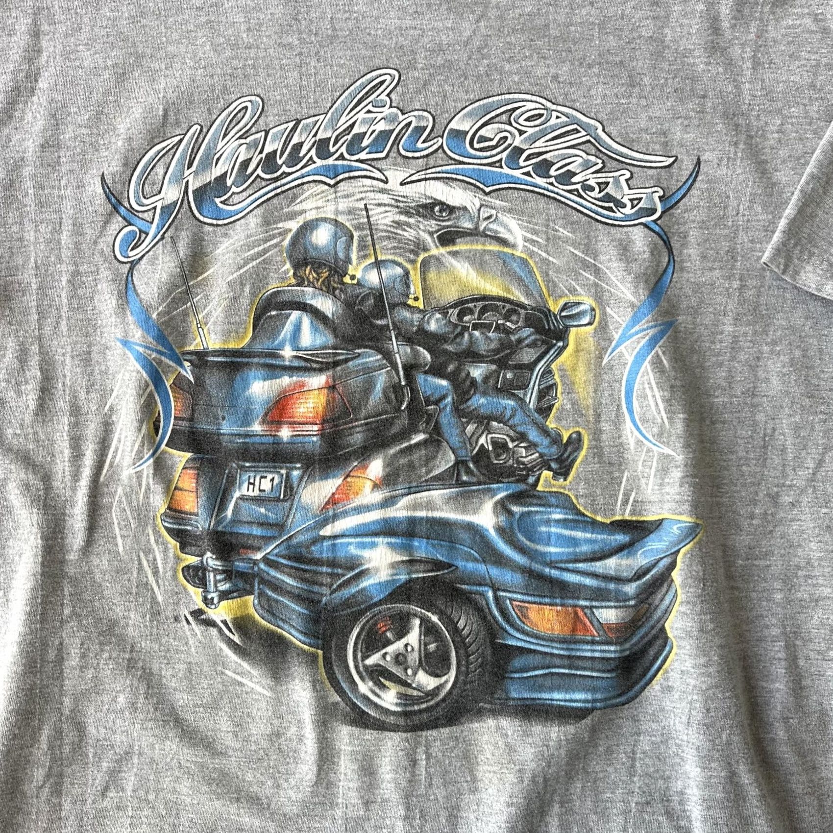 Vintage Vintage American Biker Shirt Mens XL Haulin Class Graphic Tee Short Sleeve Crew Neck Cotton Polyester Gray Size US XL / EU 56 / 4 - 2 Thumbnail