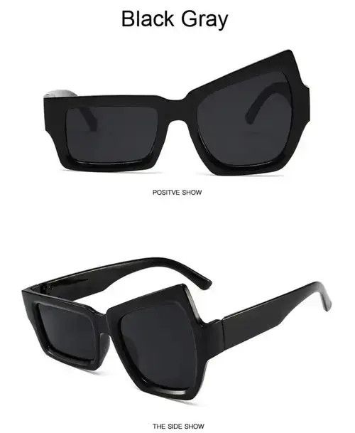 VIBE Y2K Asymmetric Sunglasses (Black) Size ONE SIZE - 2 Thumbnail