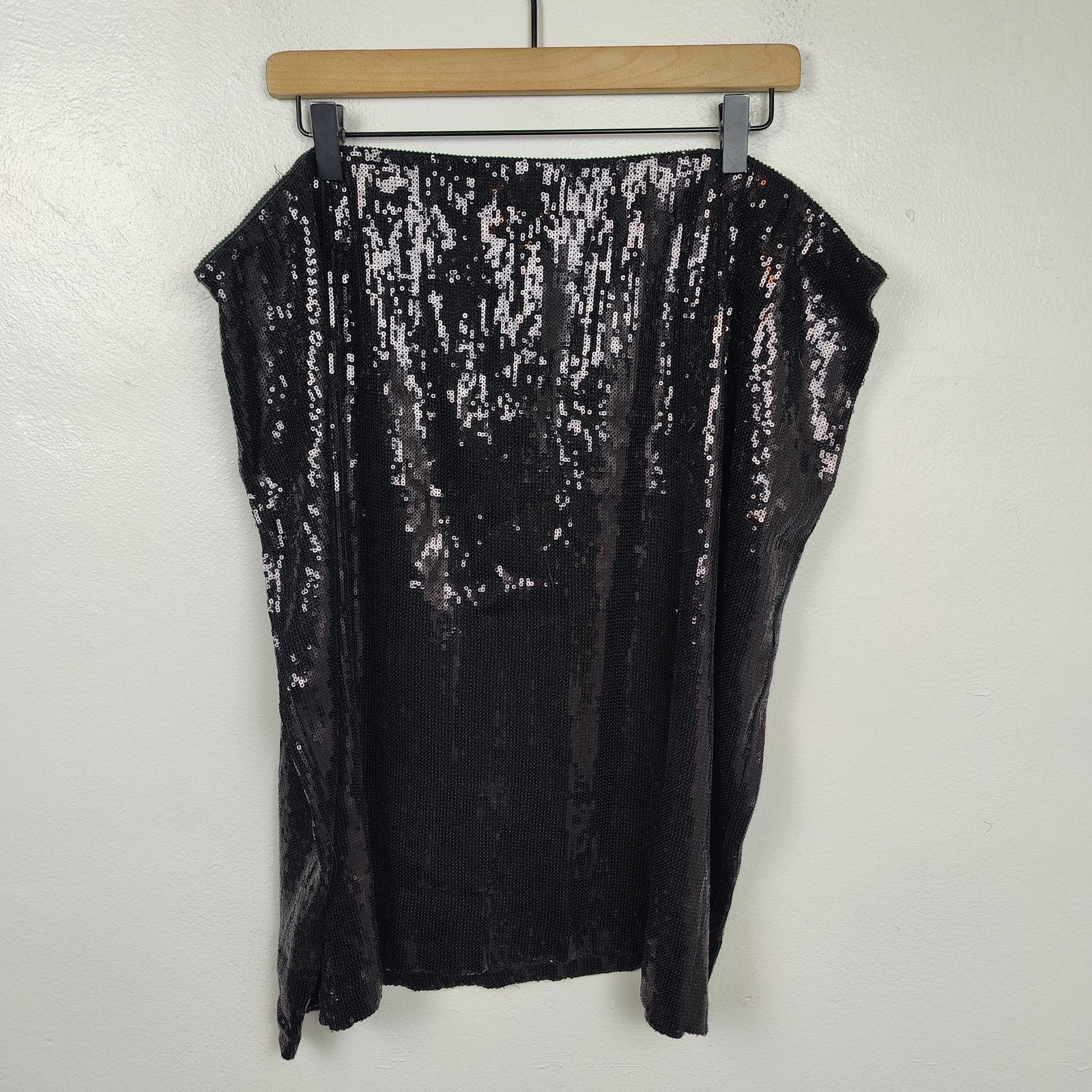 Other Vintage Alex Evenings Black Sequin Skirt Womens 3X Mini Size 42" / US 20 - 1 Thumbnail