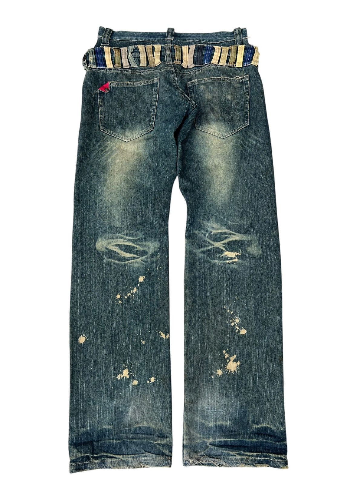 Vintage Double Waist Dirty Mud Denim Distressed Jeans Size US 31 - 12 Thumbnail