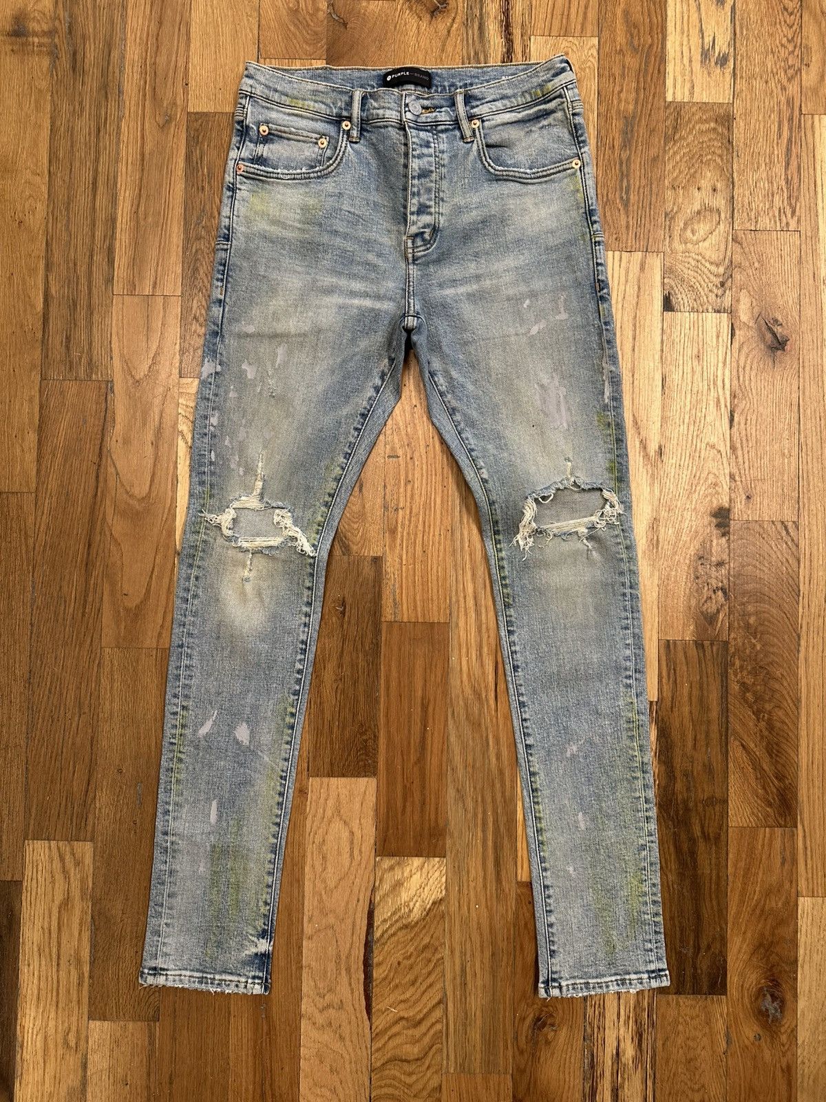 Purple Brand Purple Brand Knee Hole Highlight Blue Denim Jeans Size 32 Size US 32 / EU 48 - 1 Thumbnail