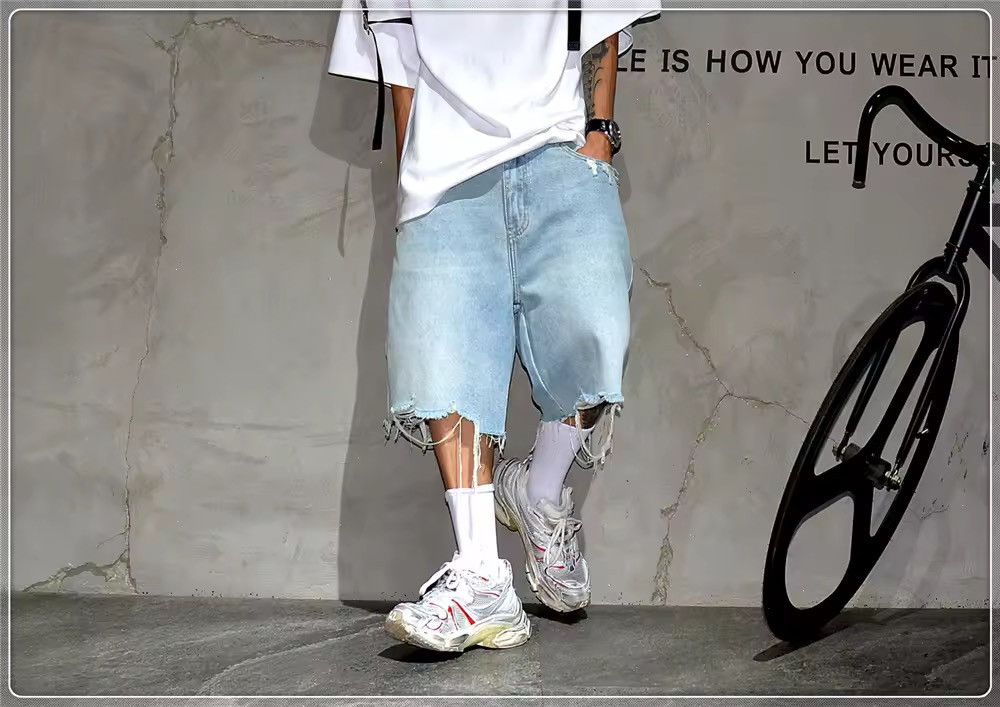 Jean Korean style ripped light jeans shorts jorts Size US 32 / EU 48 - 8 Thumbnail