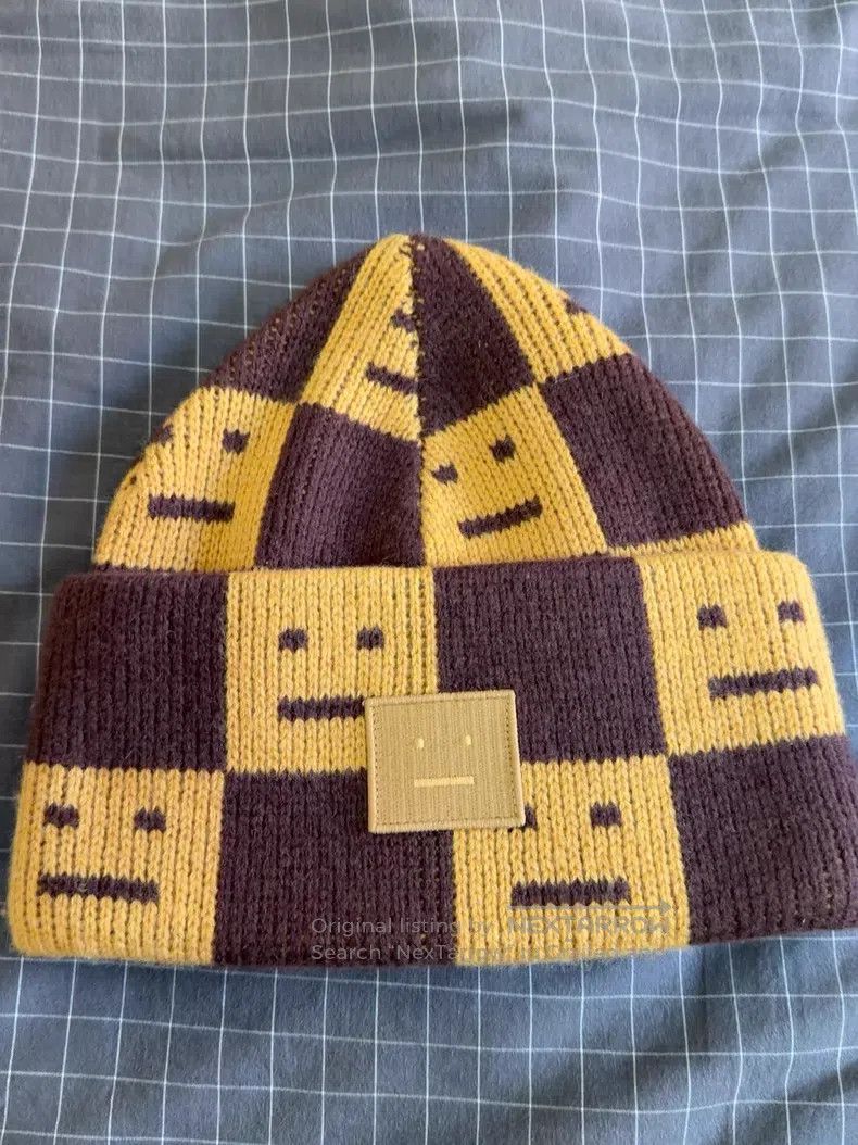 Acne Studios Acne Studios Smile Checkered Wool Hat, Yellow and Black, 1 Size ONE SIZE - 1 Thumbnail