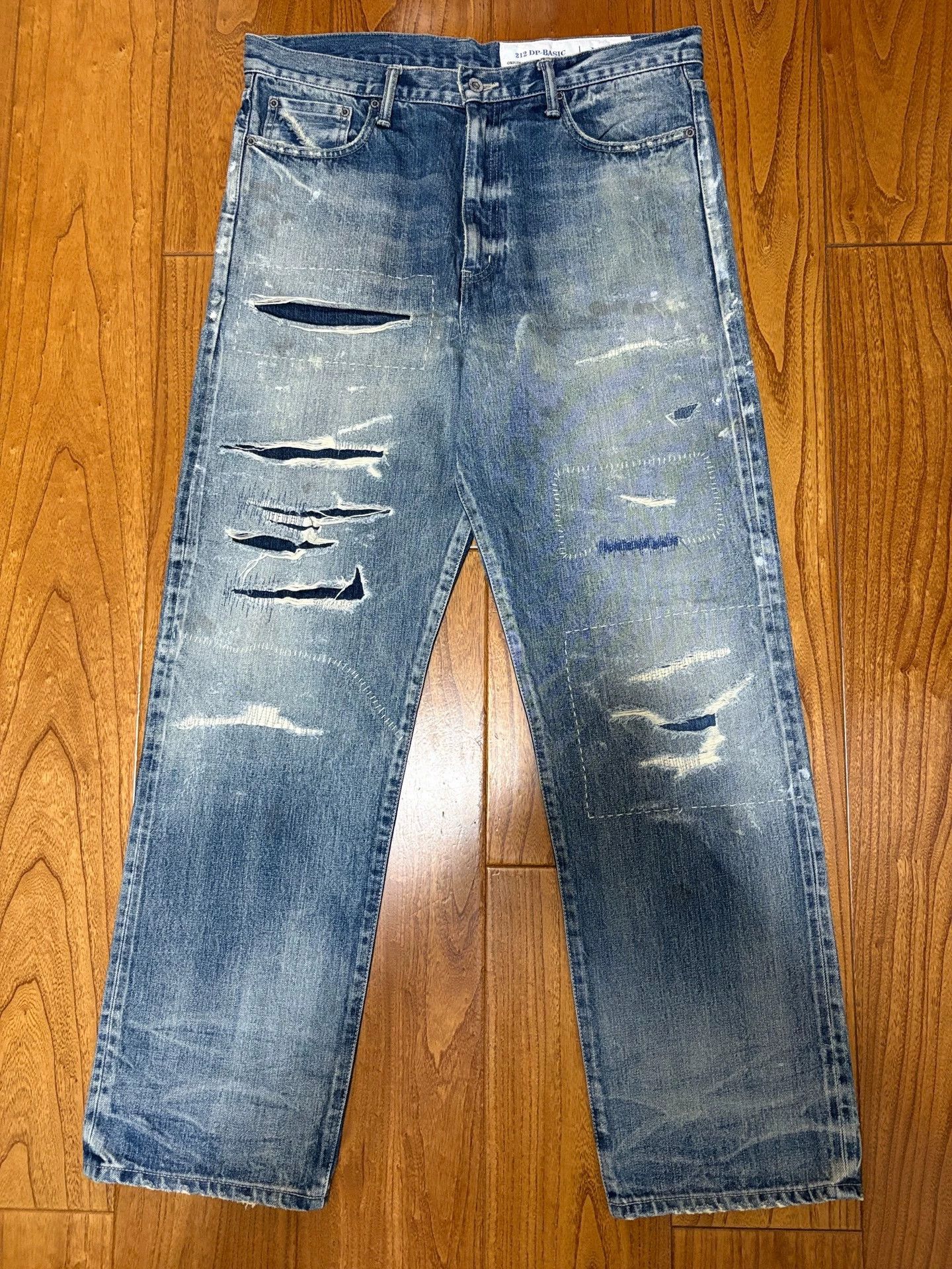 Neighborhood NEIGHBORHOOD 21AW SCRATCH SAVAGE Blue L Oil Patched Jeans Size US 34 / EU 50 - 1 Thumbnail