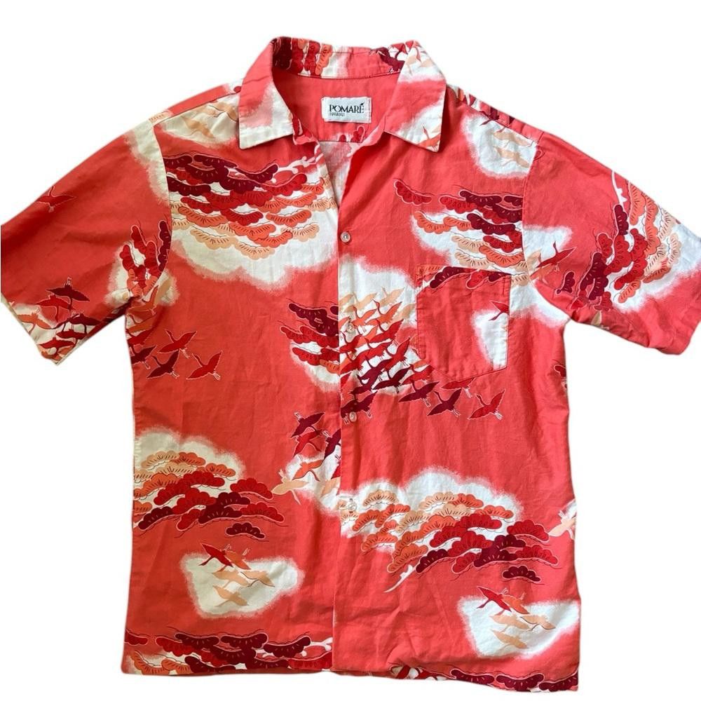 Sun Surf × Vintage Vintage Pomare Birds /Clouds Button Down Shirt Red/White Size US M / EU 48-50 / 2 - 1 Thumbnail