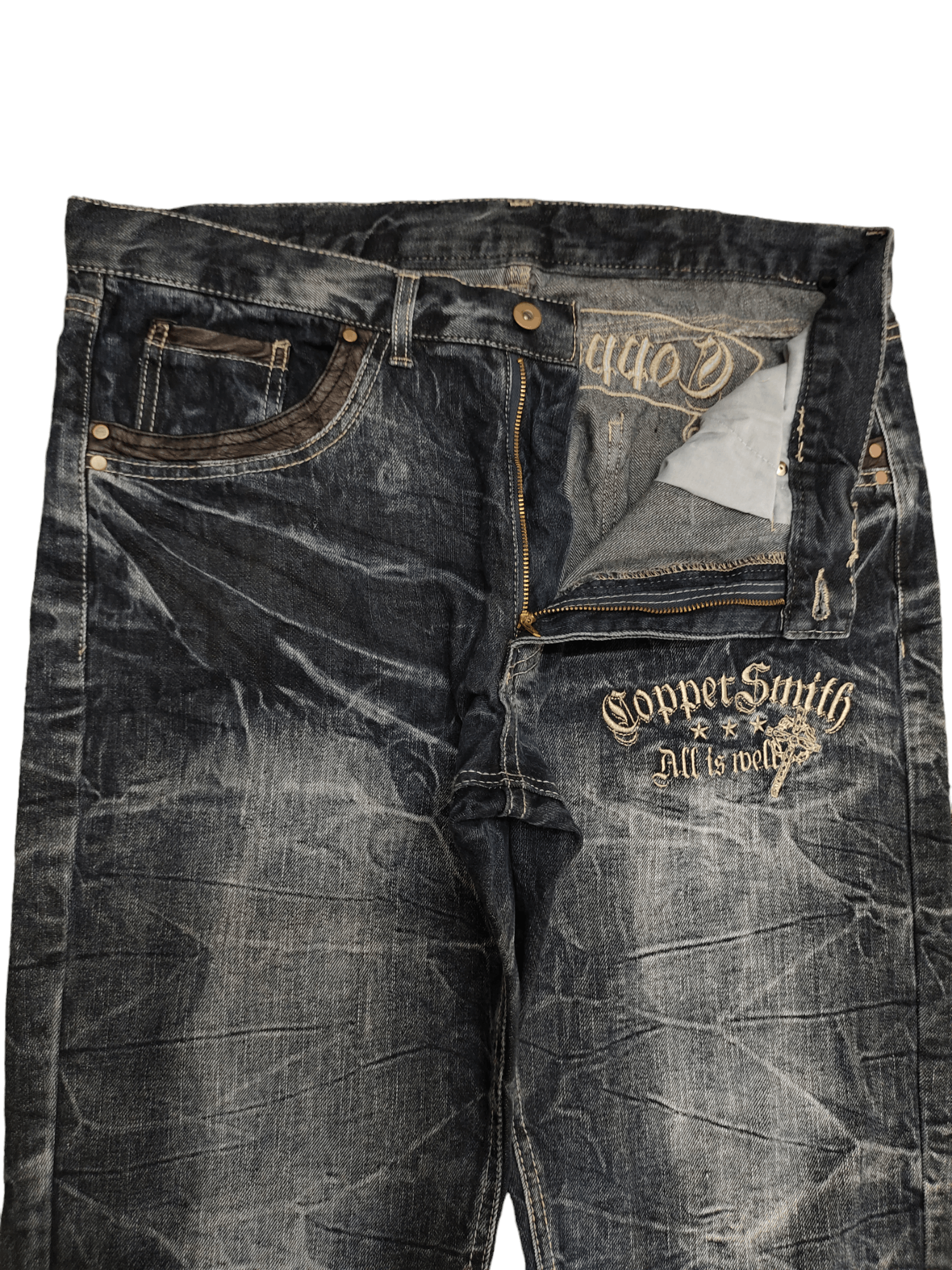 Kapital Copper Smith Embroidered Wings Faded Clawmark Jeans Regular Size US 35 - 15 Thumbnail
