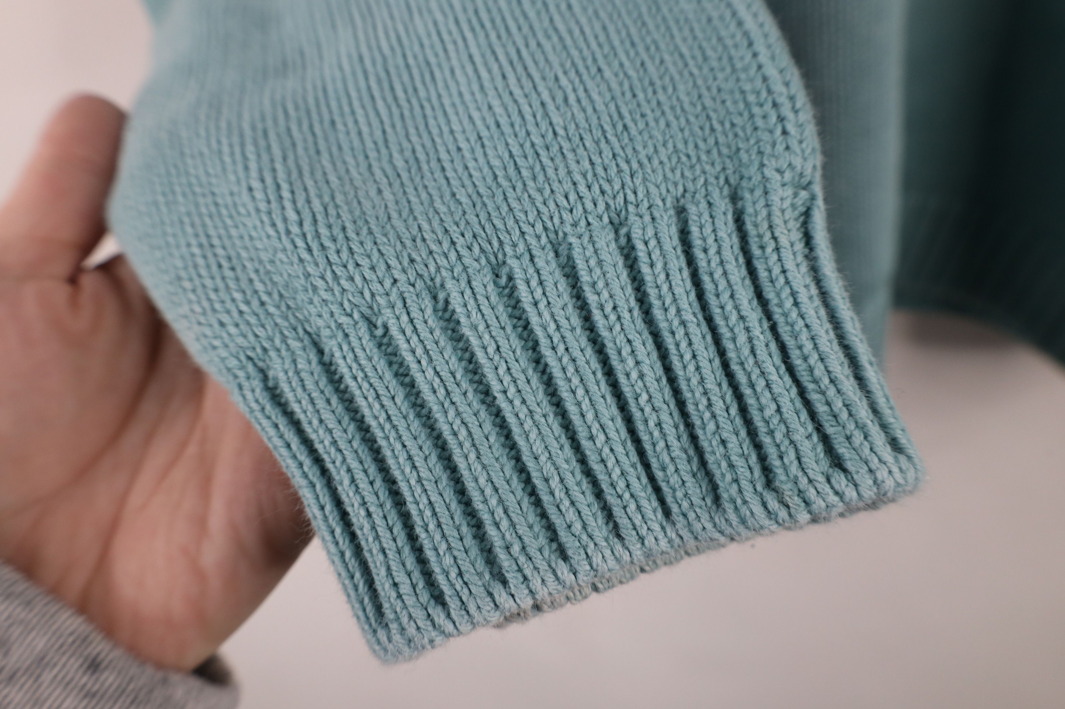 Lands' End × Vintage Vintage 90s Lands End Blank Cotton Knit Sweater Teal USA Size L / US 10 / IT 46 - 7 Thumbnail