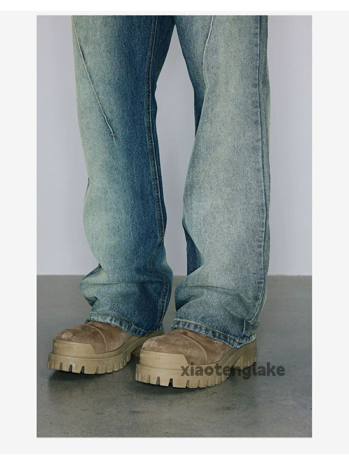 Jean × Vintage washed faded cleanfit yuppie grunge flared tie dye jeans Size US 34 / EU 50 - 2 Thumbnail