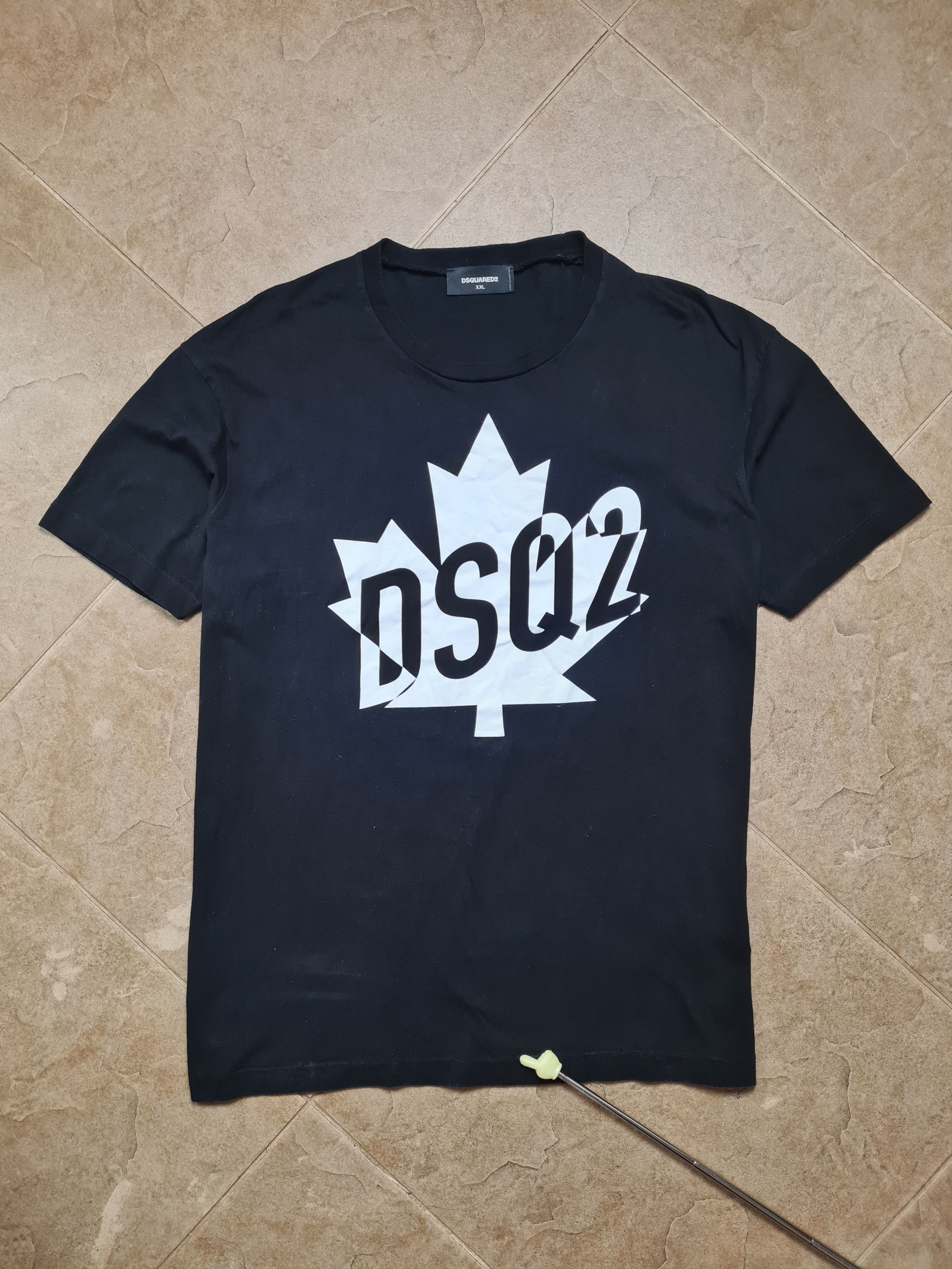 Dsquared2 Dsquared2 Black Crew Neck T-Shirt with White Maple Leaf Logo Size US XXL / EU 58 / 5 - 1 Thumbnail