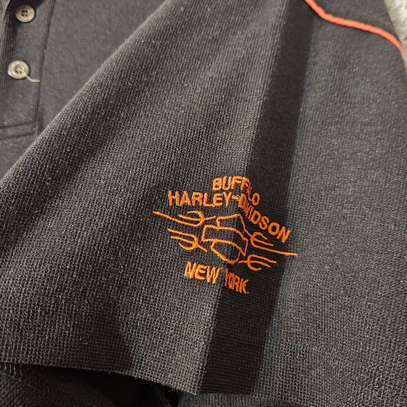 Harley Davidson Harley-Davidson Polo Shirt - Mens 2XL Black Orange Buffalo New York Logo Pocket - 2XL Size US XXL / EU 58 / 5 - 5 Thumbnail