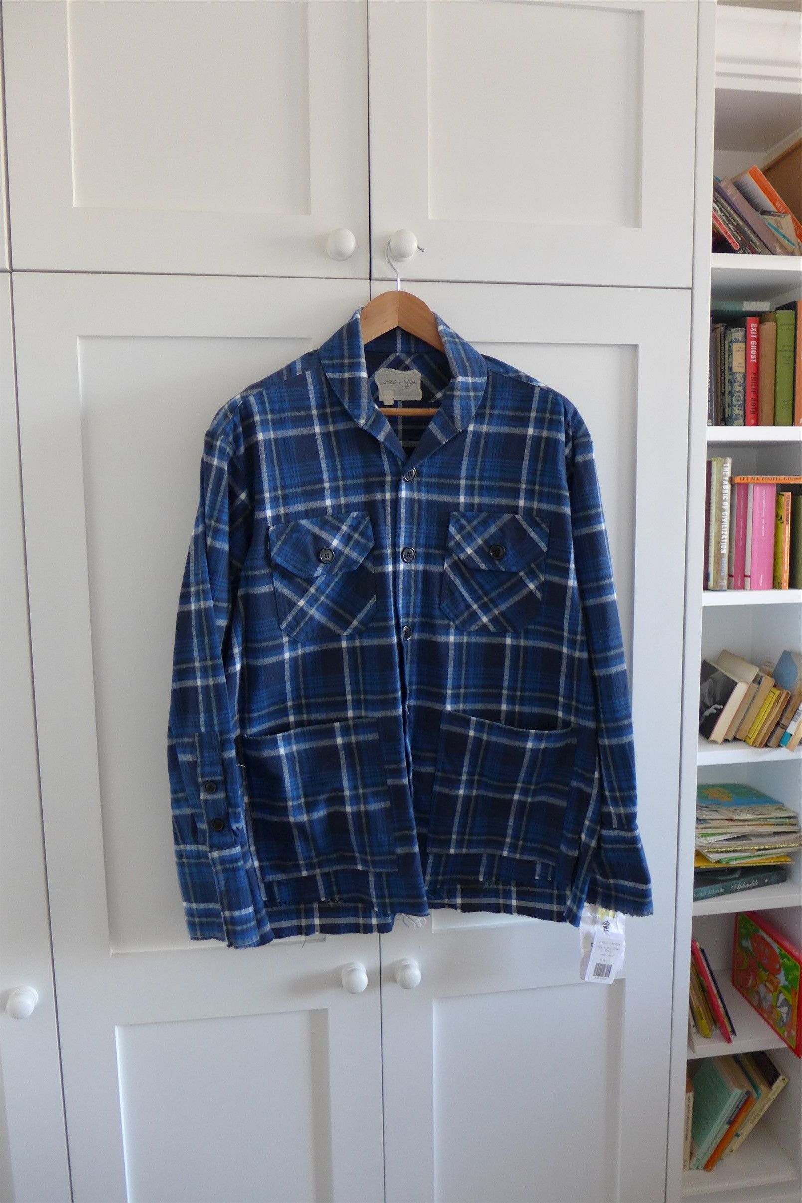 Greg Lauren Greg Lauren Oversized Shawl Collar Jacket - Blue Plaid Size US S / EU 44-46 / 1 - 4 Thumbnail